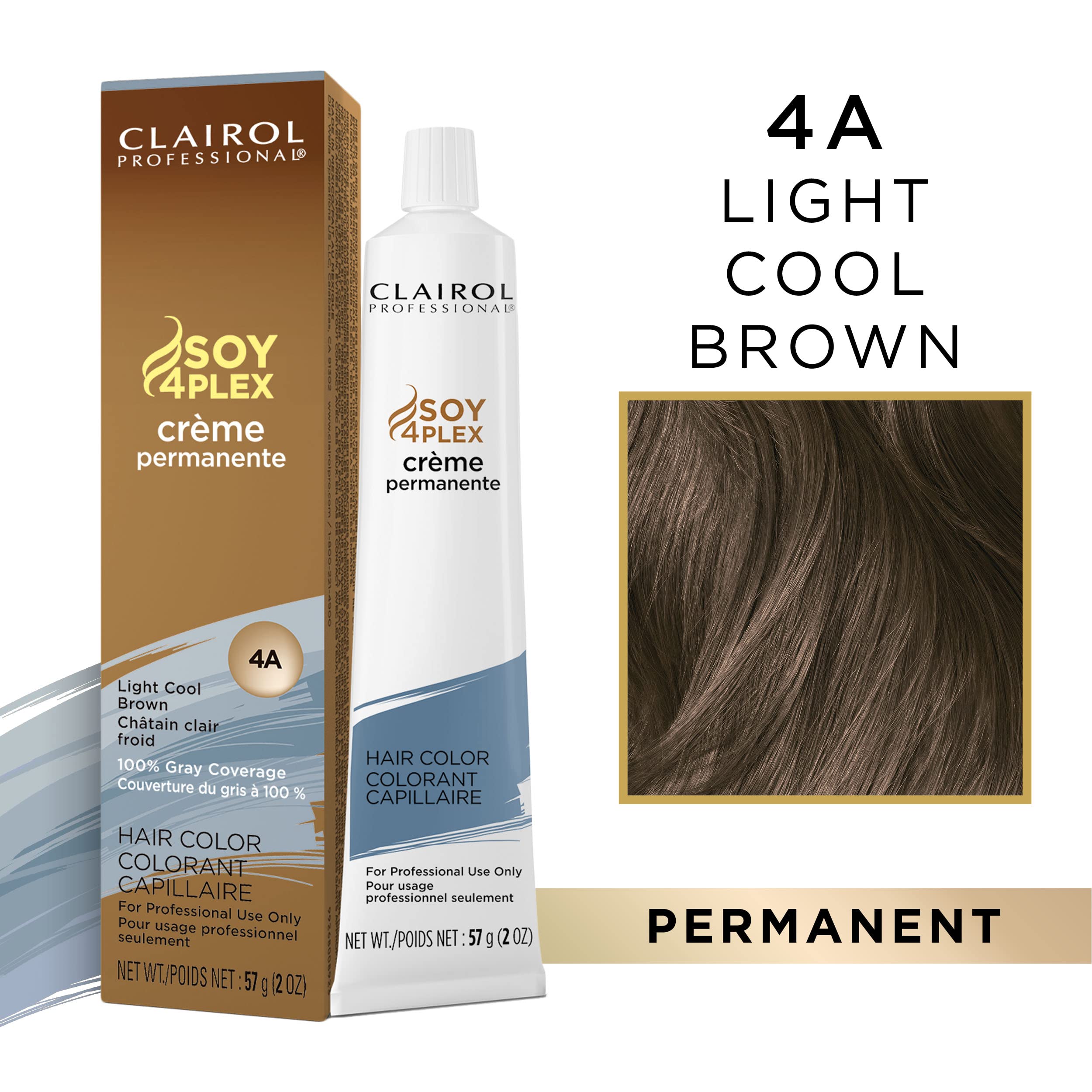 Clairol Professional Permanent Crme, 4A Light Cool Brown, 2Oz