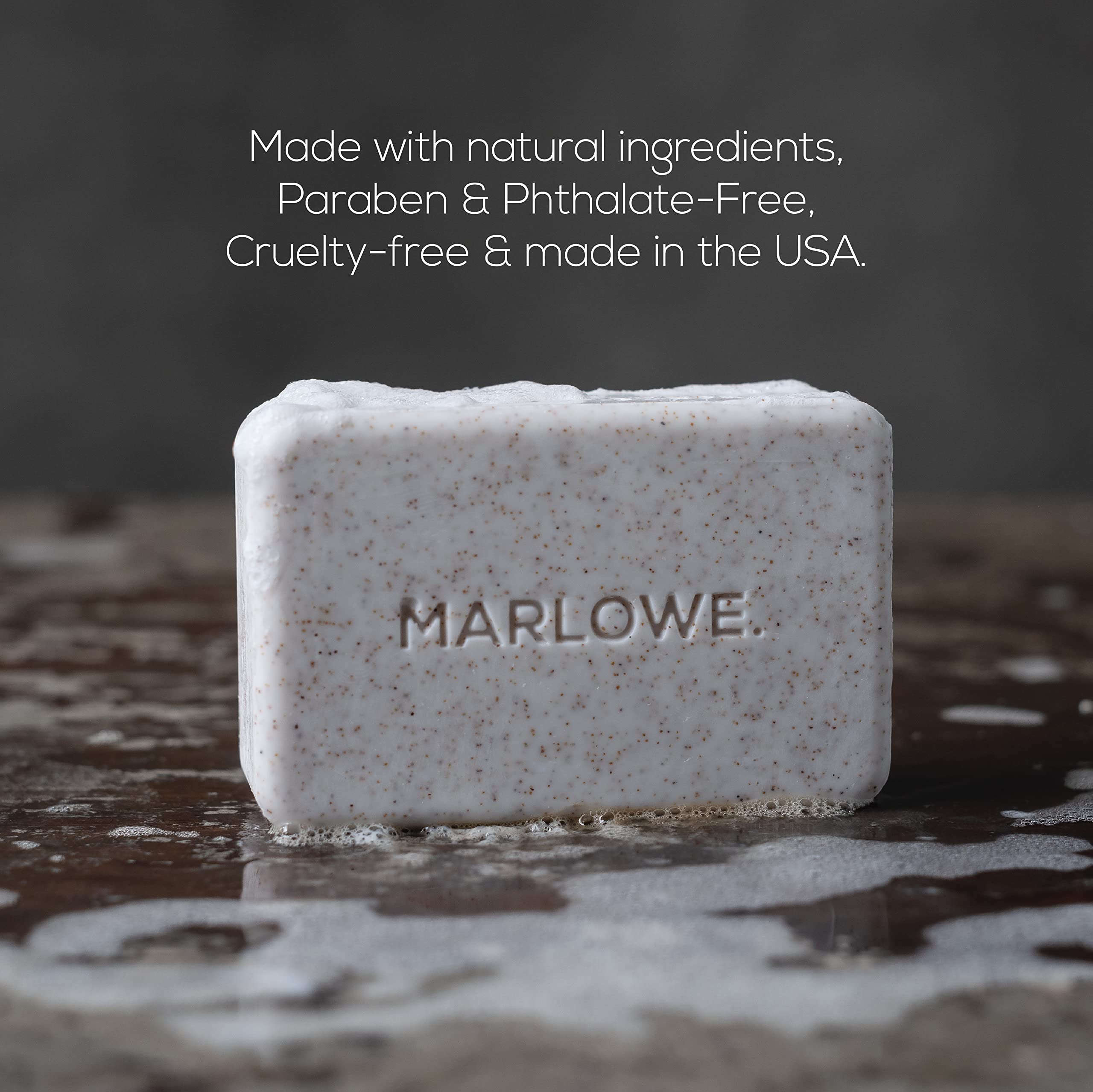 MARLOWE. No. 102 Men's Body Scrub Soap 7 oz (3 Bars) Warm Santal Scent, Best Exfoliating Bar for Men, Made with Natural Ingredie