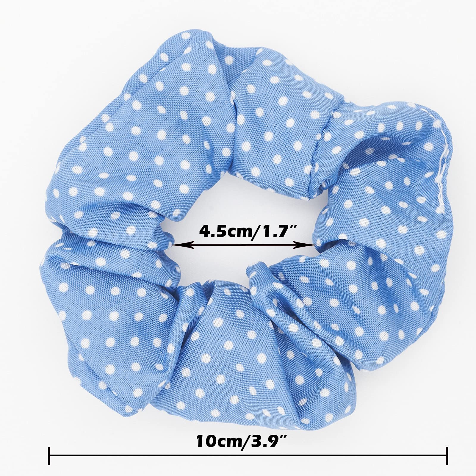 Blue Plaid Scrunchies Set - 5 Bandana Hair Ties For Women