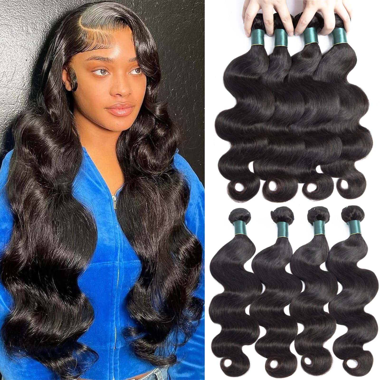 Superfect Human Hair Bundles 20 22 24 26 Inch Body Wave Bundles Human Hair 12A 100% Unprocessed Brazilian Virgin Hair Weave 4 Bu