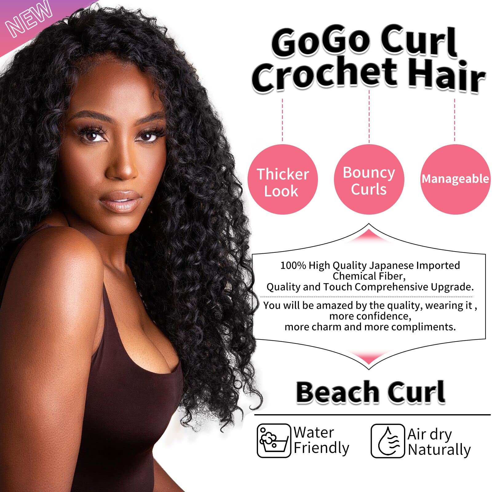 Gogo Curl Curly Crochet Hair For Women Water Wave Crochet Hair Deep Wave Braiding Hair Bohemian Crochet Braids Synthetic Hair Ex