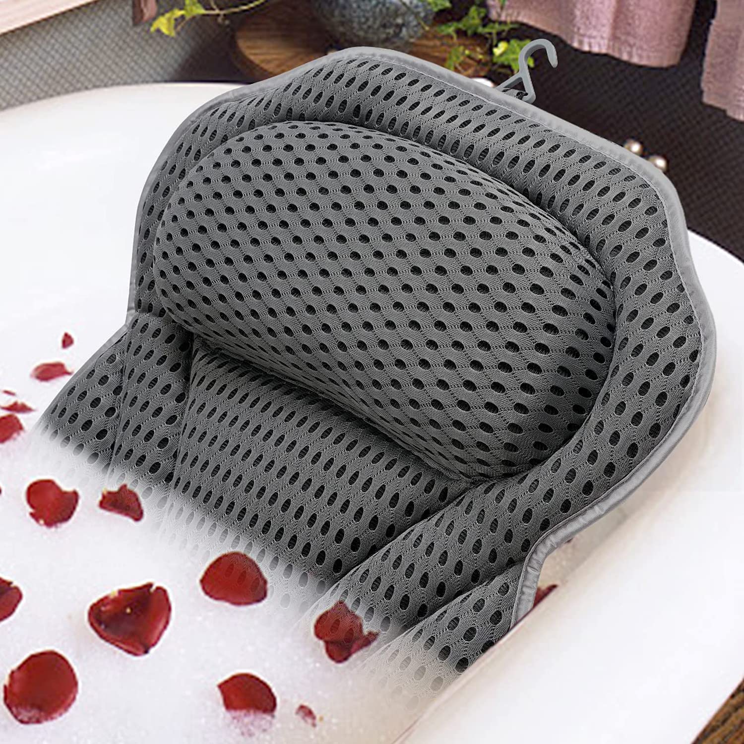 Bath Pillow Spa Bathtub Pillow With Non-Slip Suction Cups, Head, Neck, Back & Shoulder Rest Support, Soft & Luxury Bathtub Cushi