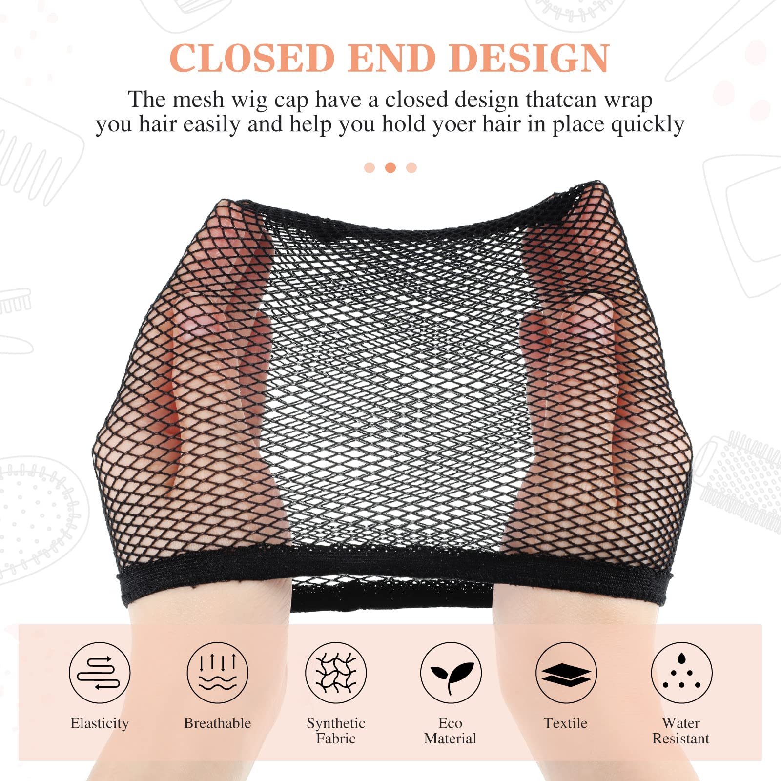 100 Pcs Wig Cap Mesh Wig Cap Net Closed End Hair Net Bald Wig Net Liner Weaving Caps for Kids Women Men Halloween Cosplay (Black