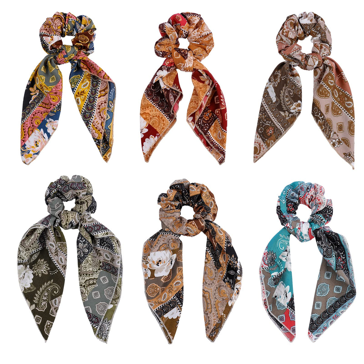 Cutewing Paisley Scrunchie Hair Accessories - Chiffon Hair Scarf Bandana, Scrunchies, Ribbons, Ponytail Holders, and Bow Scrunch