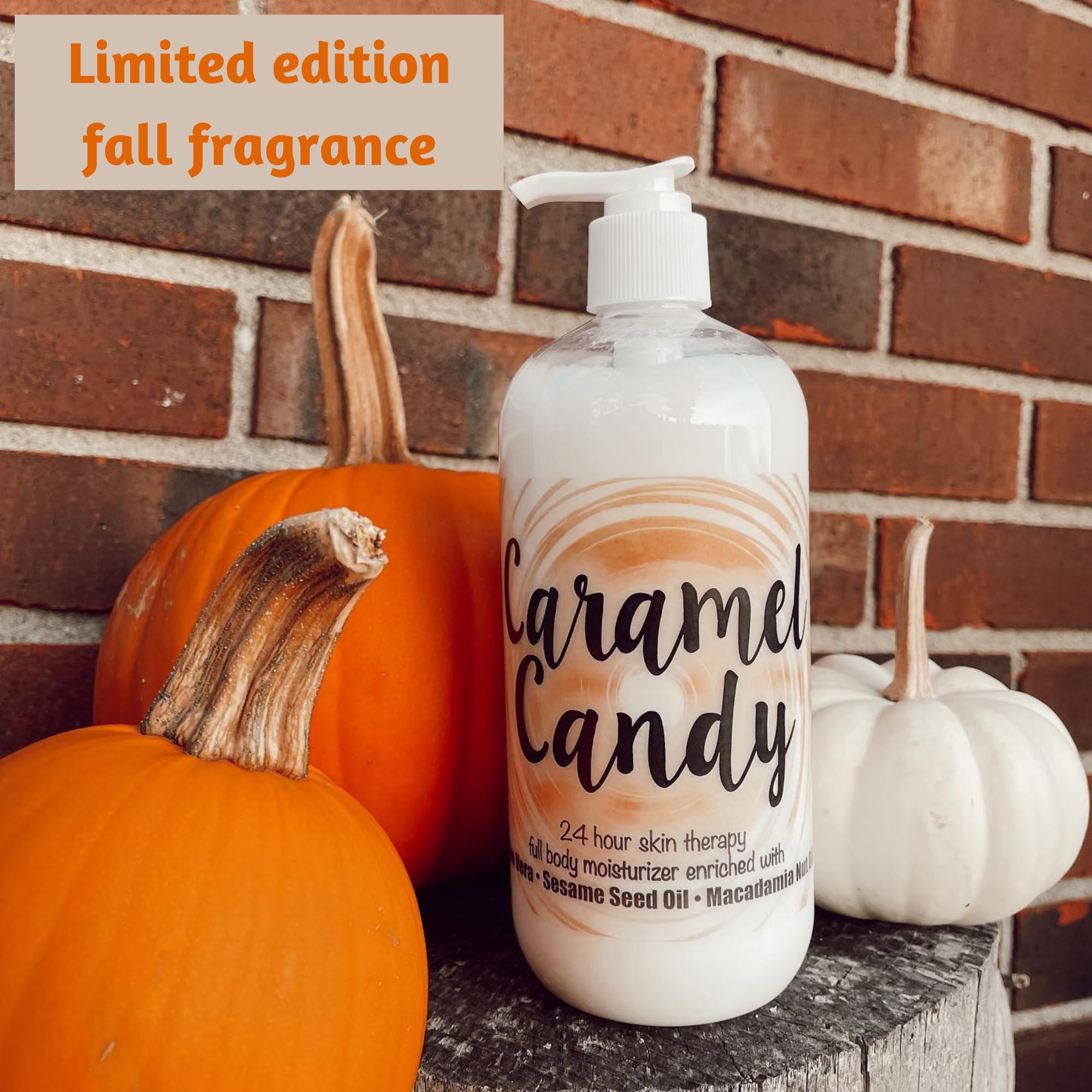 The Lotion Company 24 Hour Skin Therapy Lotion, Full Body Moisturizer, Paraben Free, Made In Usa, Caramel Candy Fragrance, W/Alo