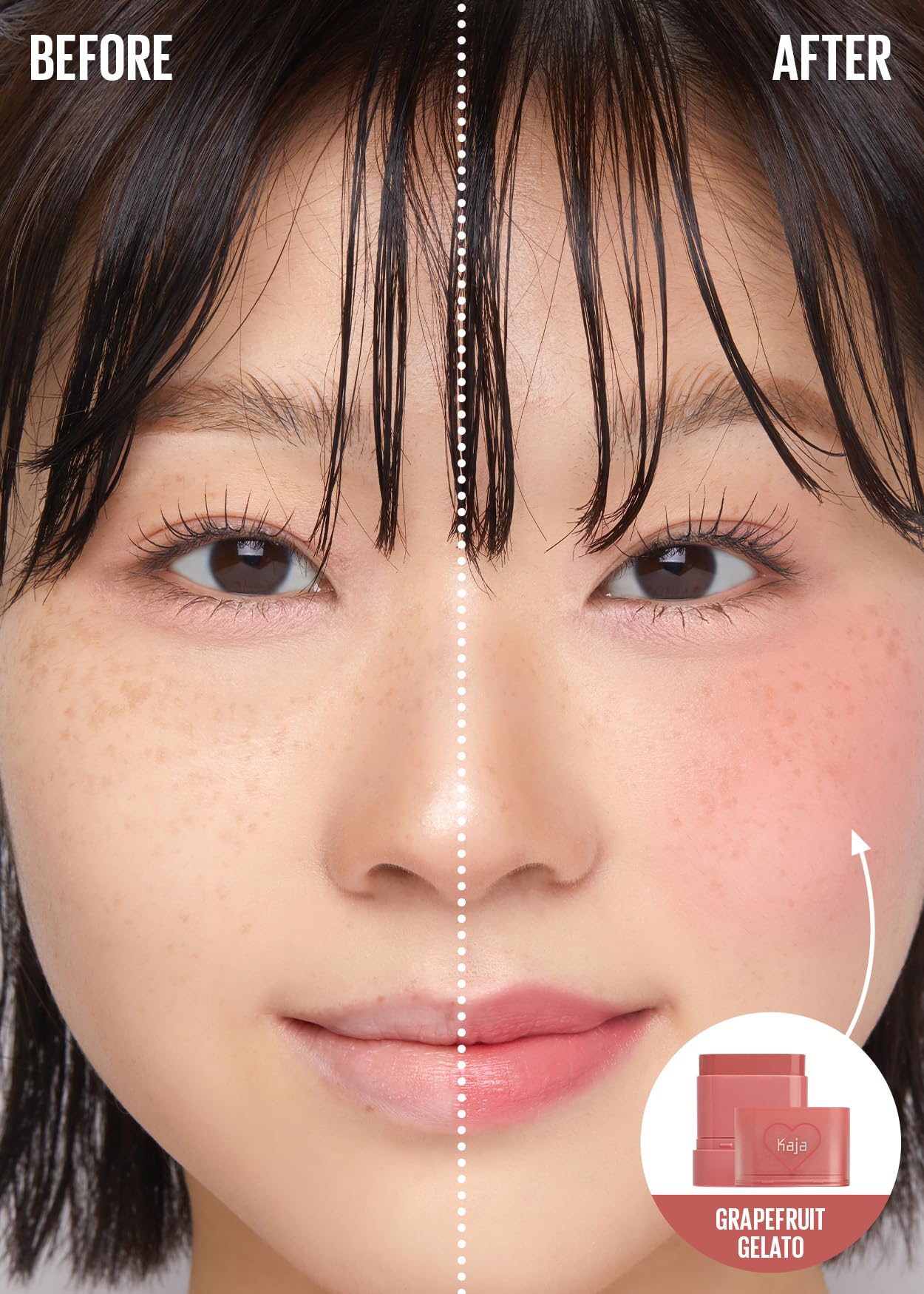 Kaja Dewy Bar - Creamy Multi-Stick Blusher & Lip Balm, Korean Cream Blush Stick For Cheeks And Lips, 45% Moisturizing Oil, Apple