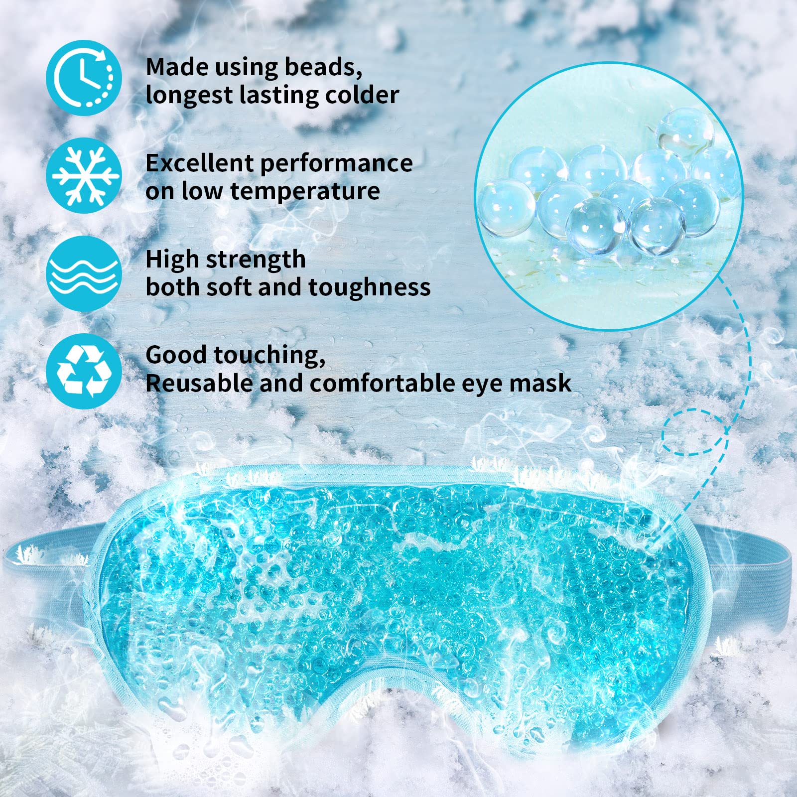 Cooling Eye Mask With Gel Bead, Reusable Cold Compress Ice Pack Sleeping Eye Cooling Pads For After Eyelid Surgery, Puffiness, P