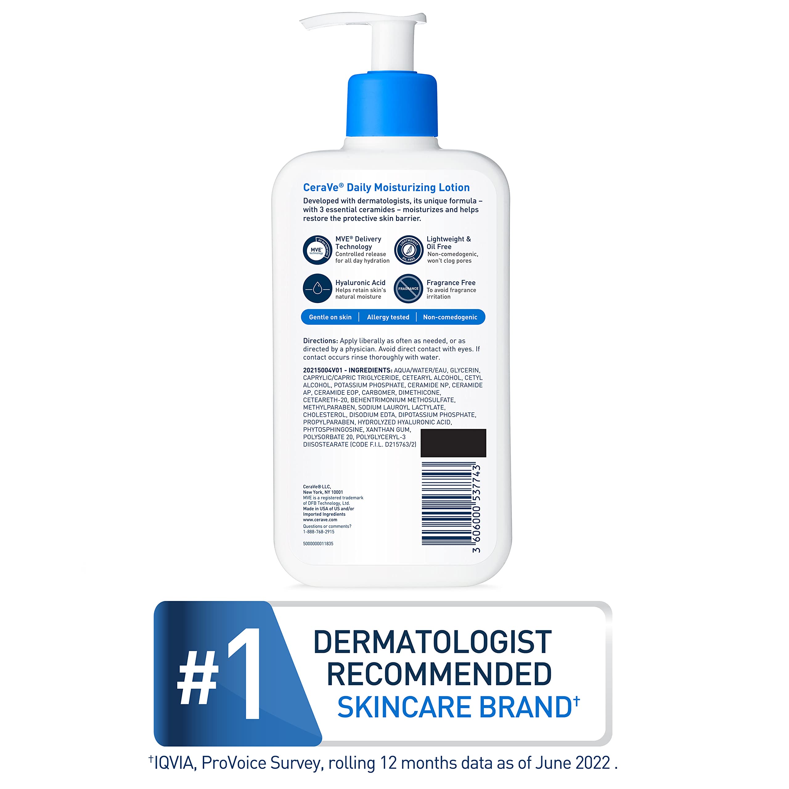 CeraVe Daily Moisturizing Lotion for Dry Skin | Body Lotion & Face Moisturizer with Hyaluronic Acid and Ceramides | Daily Moistu