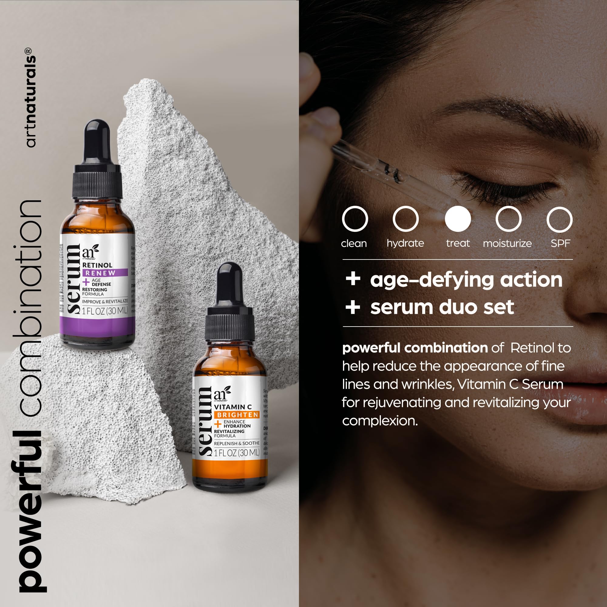 ArtNaturals Vitamin-C and Retinol Serum - (2 x 1 Fl Oz / 30ml) - Holiday Gift Set - Wrinkle & Dark Circle Remover (Morning & Nig