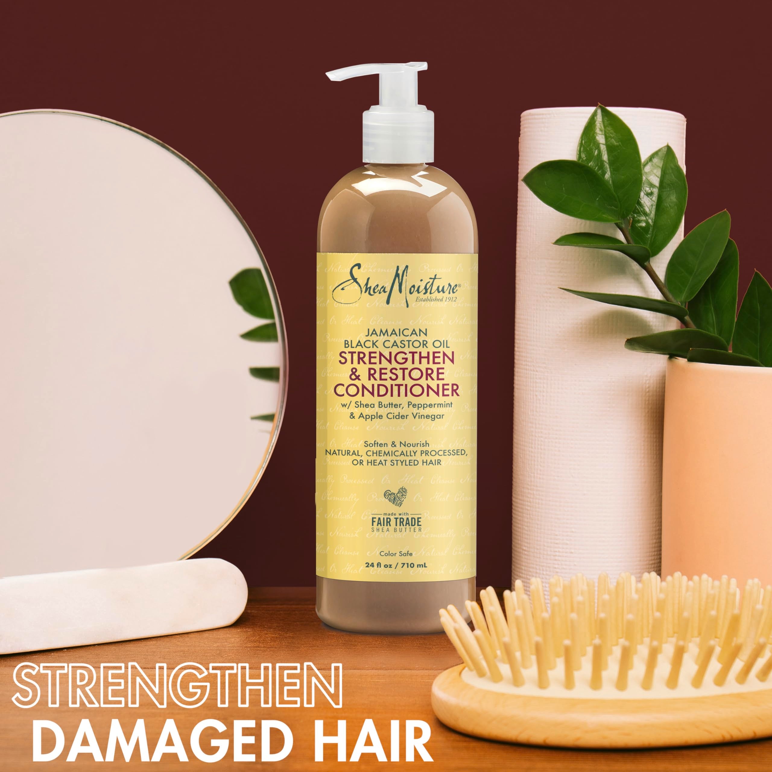 SheaMoisture Strengthen & Restore Shampoo and Conditioner Bundle Jamaican Black Castor Oil 2 Pack to Cleanse & Nourish Dry, Dama