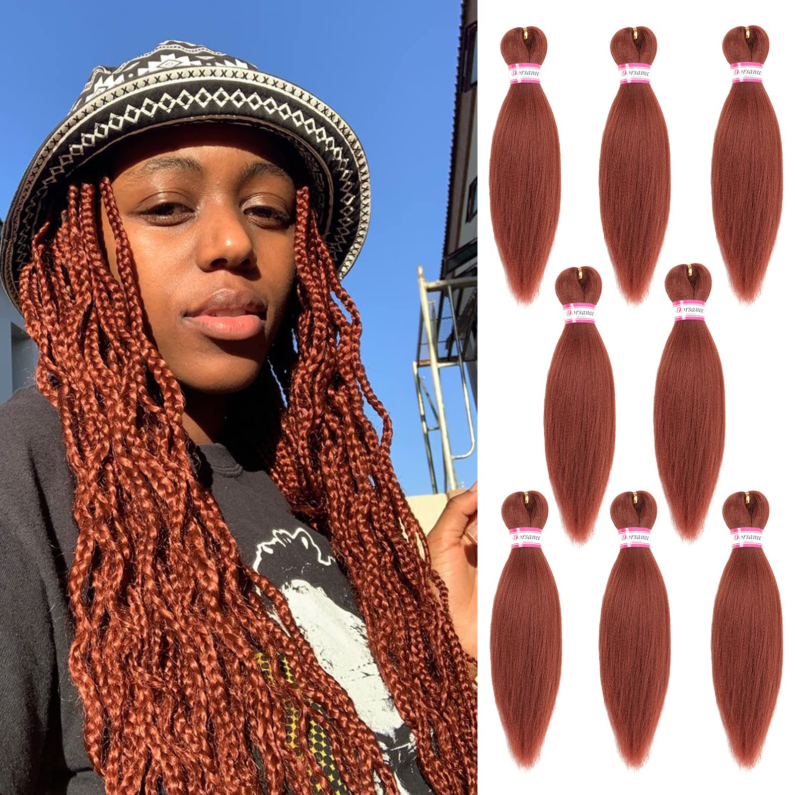 Ginger Braiding Hair Pre Stretched 12 Inch 8 Packs Braiding Hair Extensions For Crochet Box Braids Twists Locs Hair Itch Free So