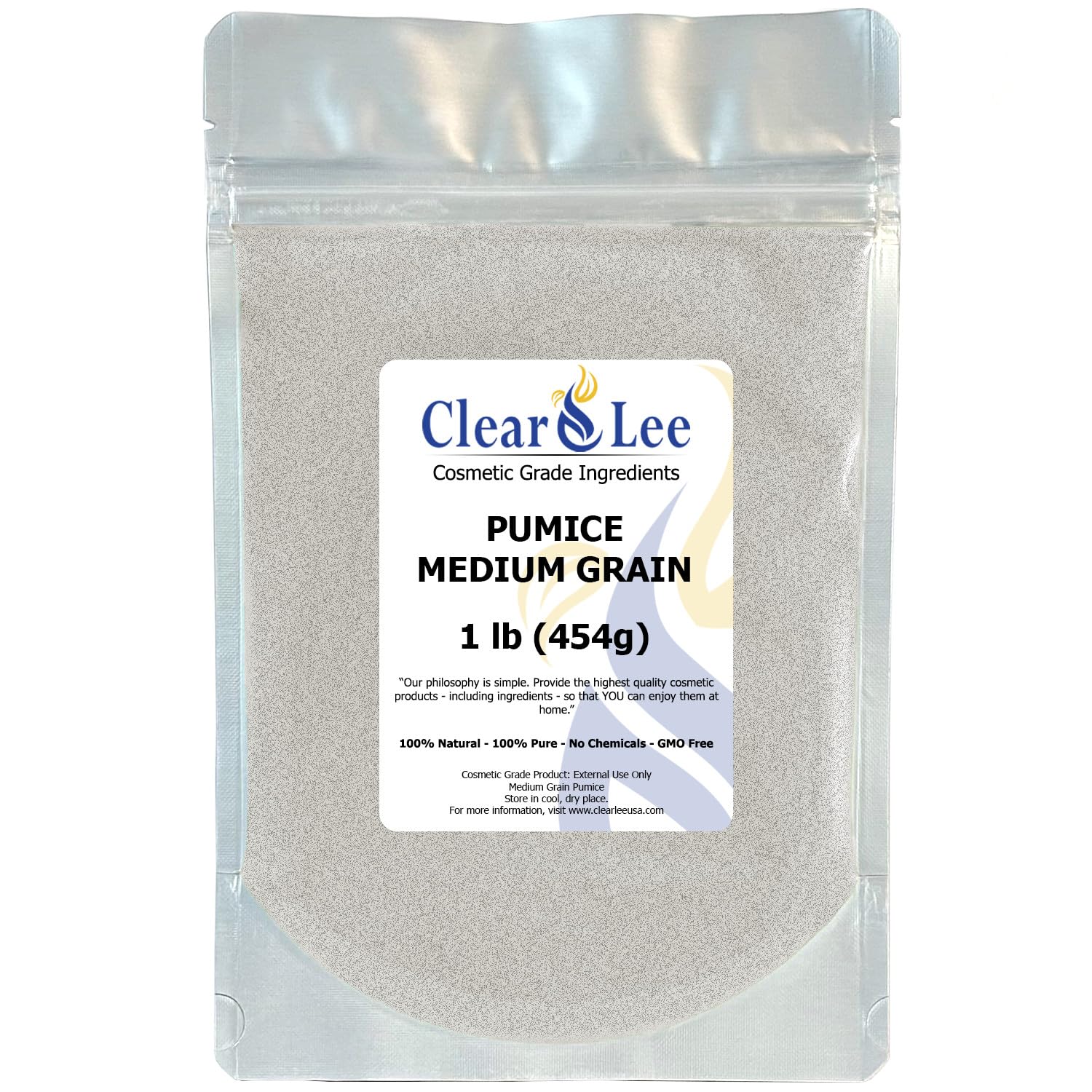 ClearLee Cosmetic Grade Pumice - 100% Pure Natural Grain/Powder - Great for Skin Exfoliation in DIY Soaps, Masks, Scrubs for Fac
