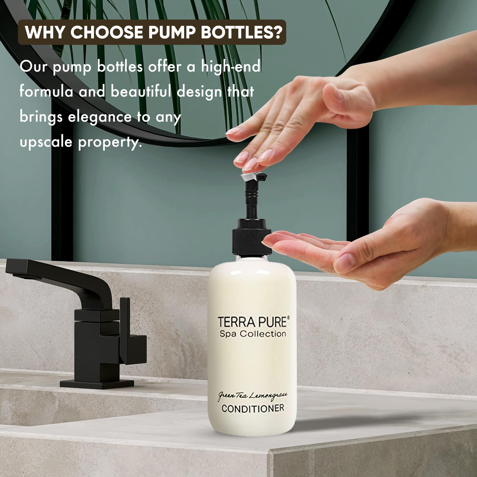 Terra Pure Conditioner | Spa Collection | Hotel Amenities In Pump Bottle | 10.14 Oz. / 300 Ml (4 Bottles)