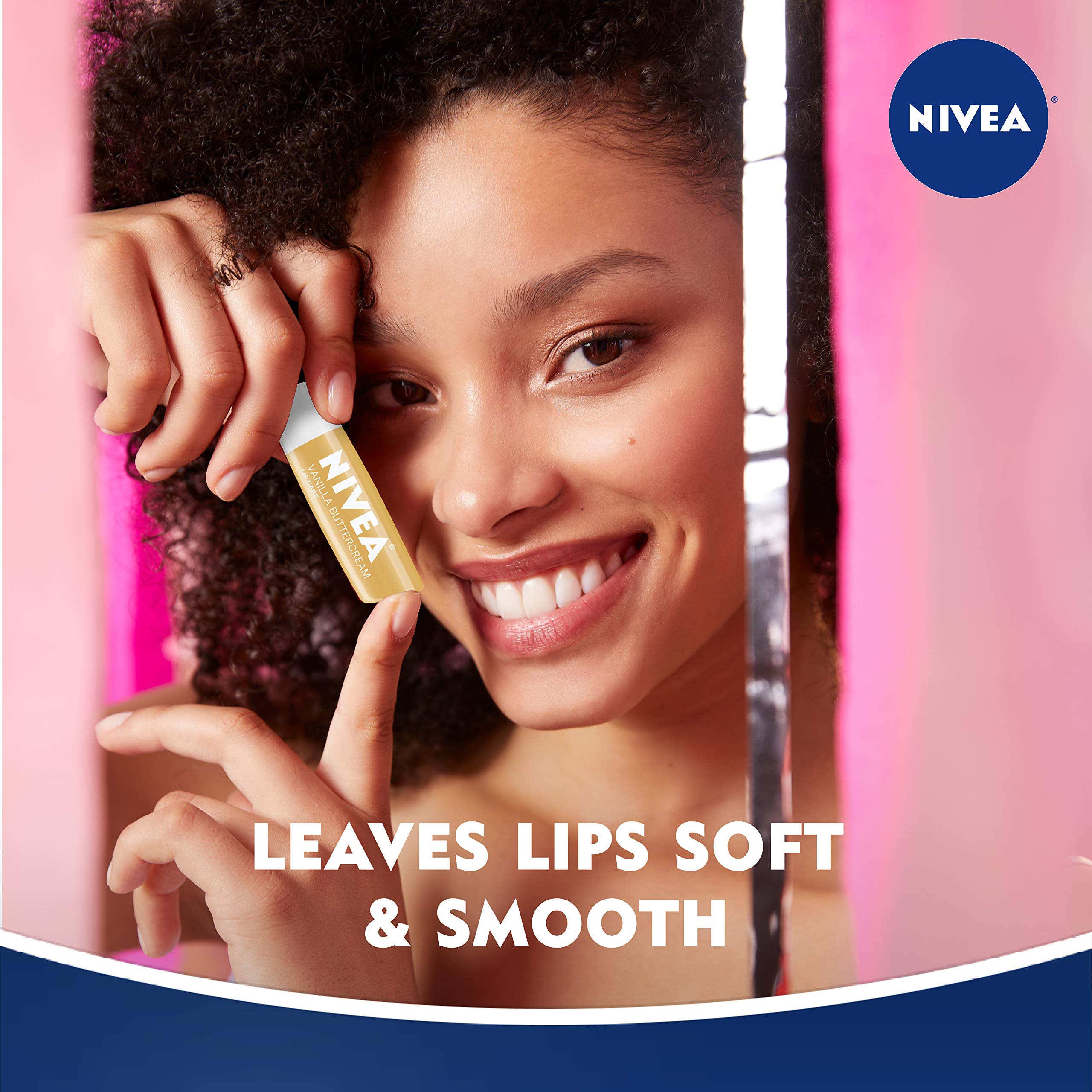 Nivea Vanilla Buttercream Lip Care - All Day Moisturizing Lip Balm For Soft Lips - Pack Of 4