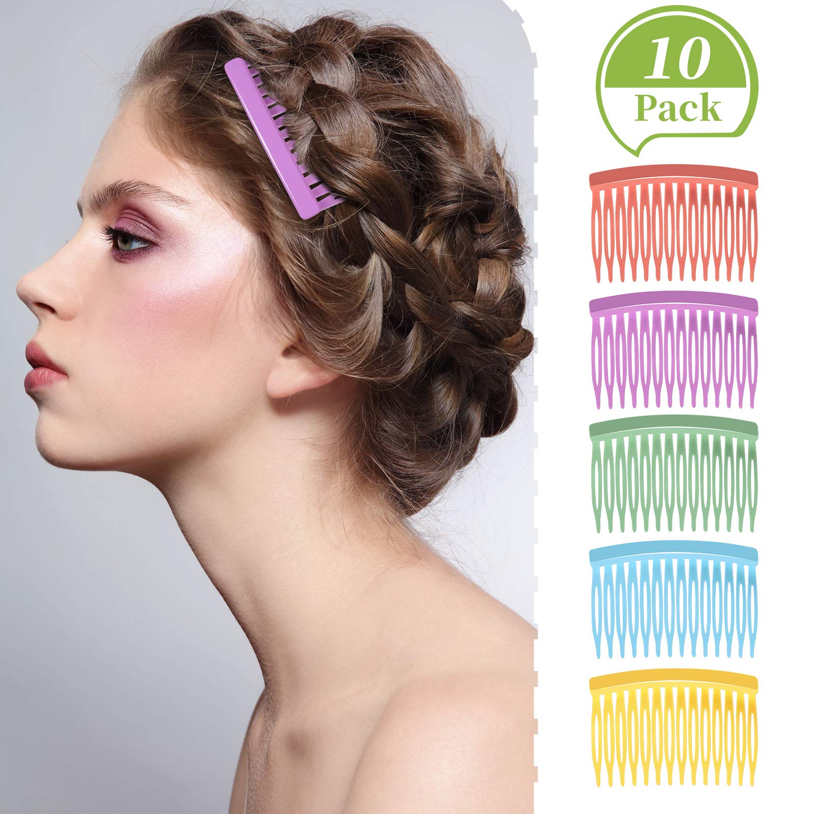 Chuangdi 10 Pcs Hair Combs for Women Accessories Colorful Hair Side Combs Accessory for Women Decorative Solid Plastic Side Comb