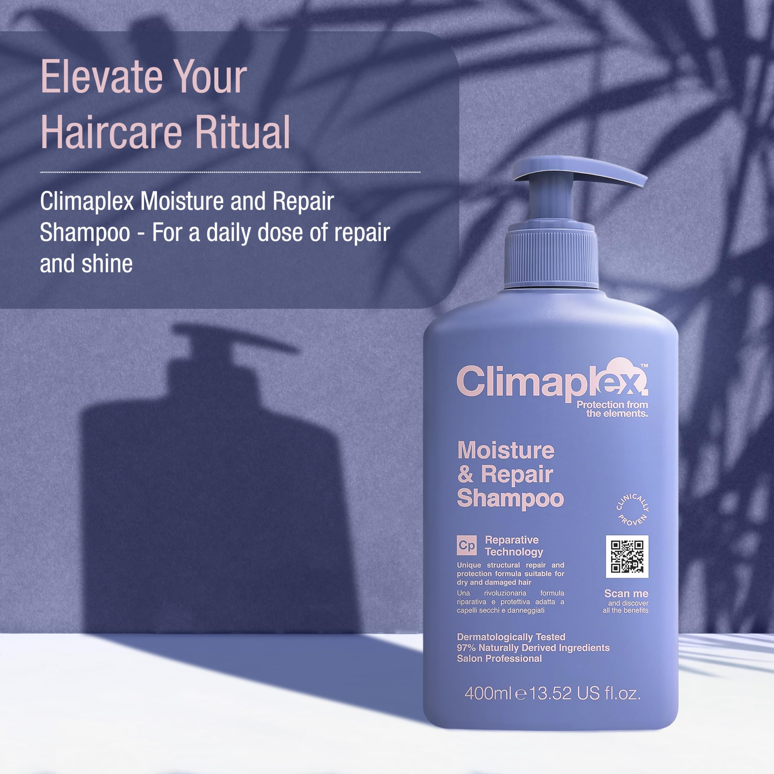 Climaplex Moisture and Repair Shampoo - Non-greasy and Fast Absorbing Formula - Moisturizing and Soothing Properties - Contains