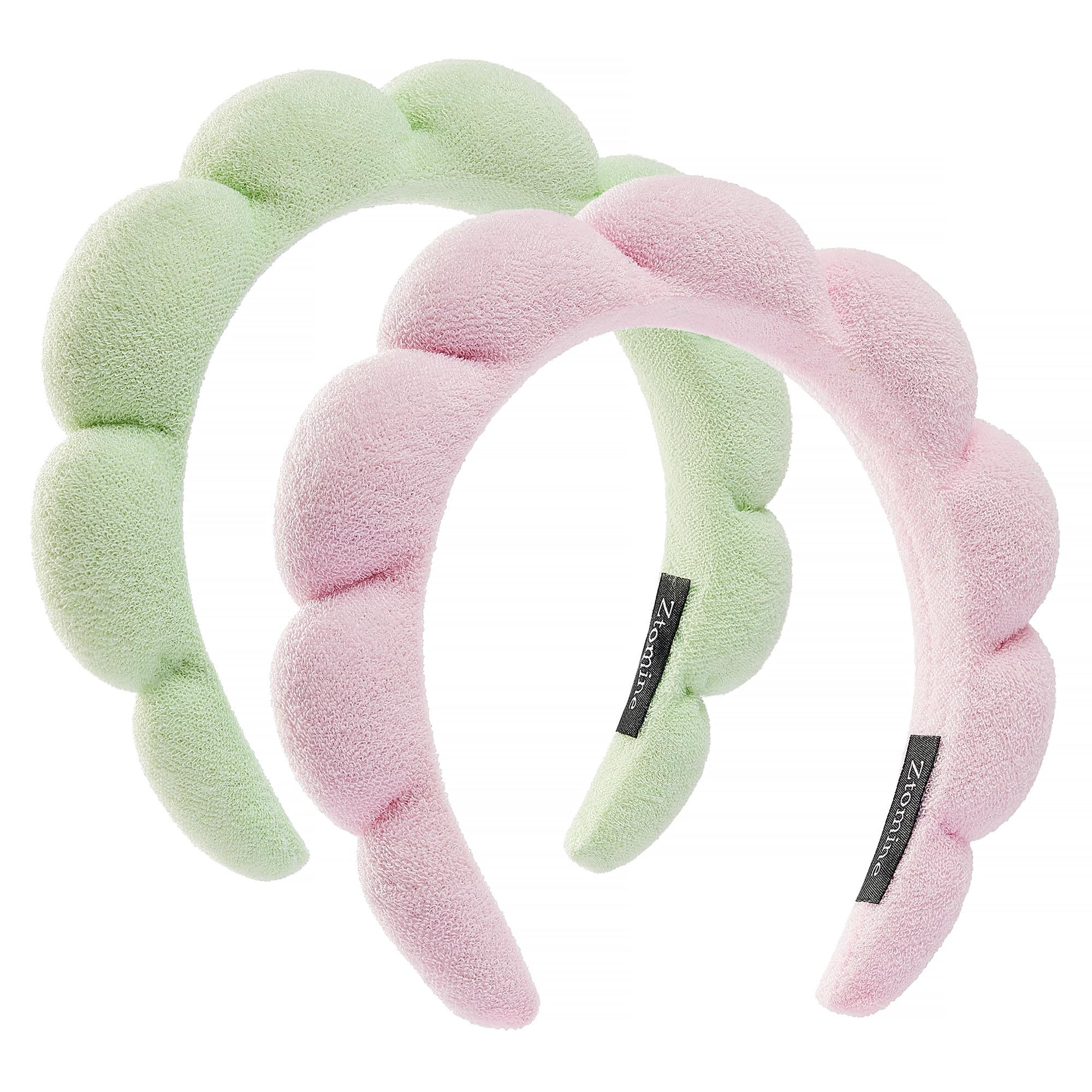 Ztomine Spa Headbands, Set of 2 - Terry Cloth Headband Face Wash Headband Combo Pack - Puffy Makeup Headbands for Face Washing, 