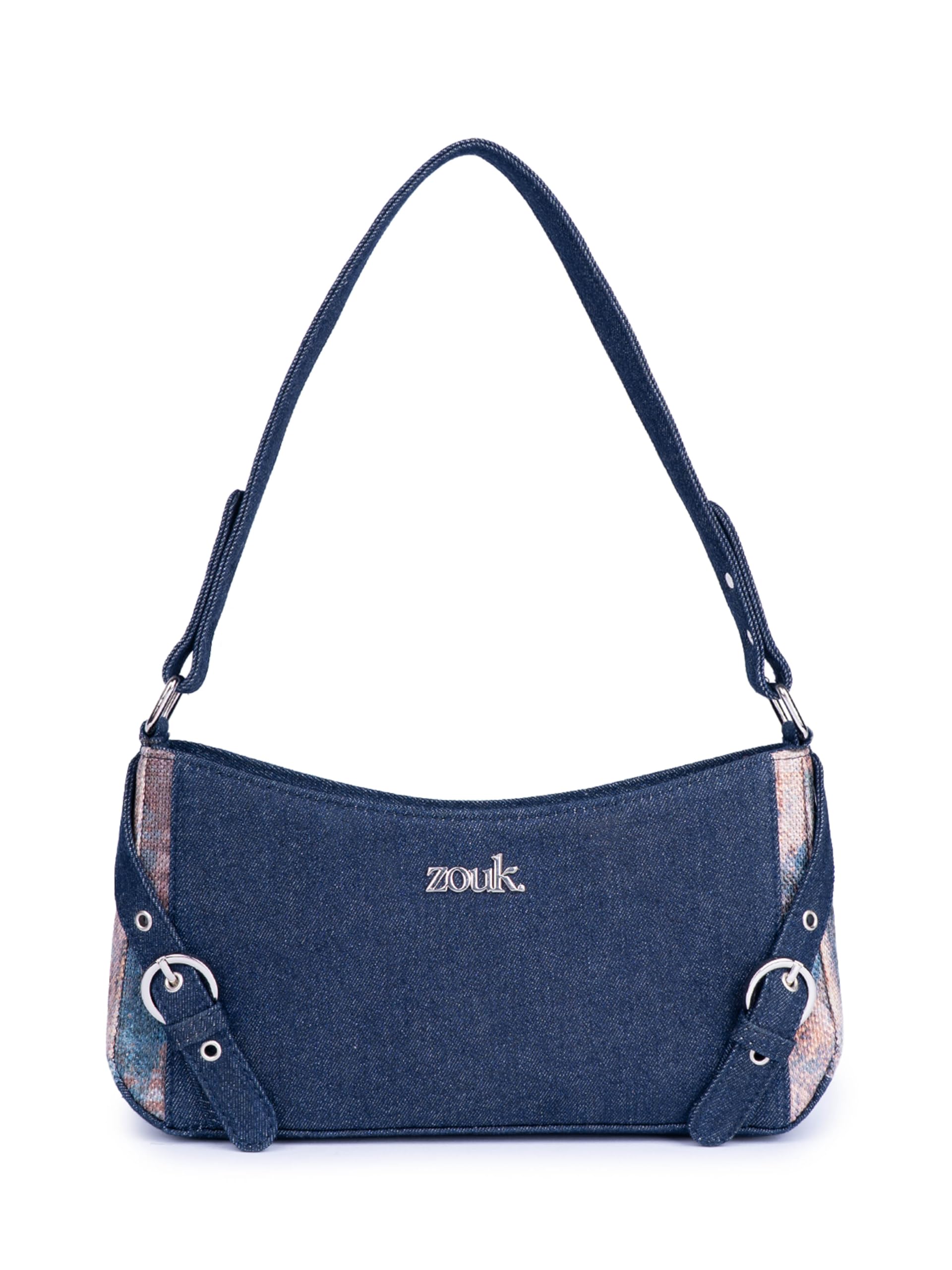 Zouk Lyra Small Shoulder Bag For Women  Denim & Printed Shoulder Bag With WaterResistant Lining | Handcrafted Sling Bag With M