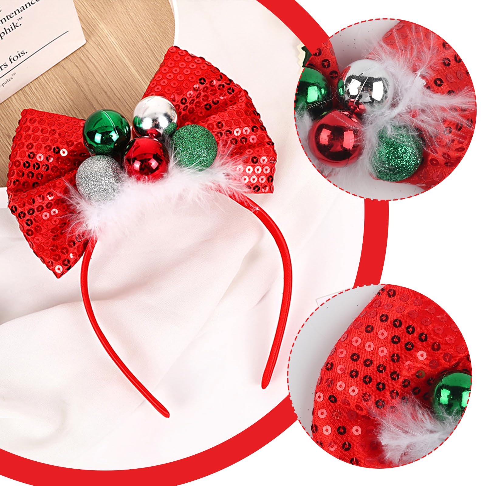Christmas Headbands for Women Sequin Bows Headband for Girls Cute Headband for Adults Christmas Festive Party Hair Bands Glitter