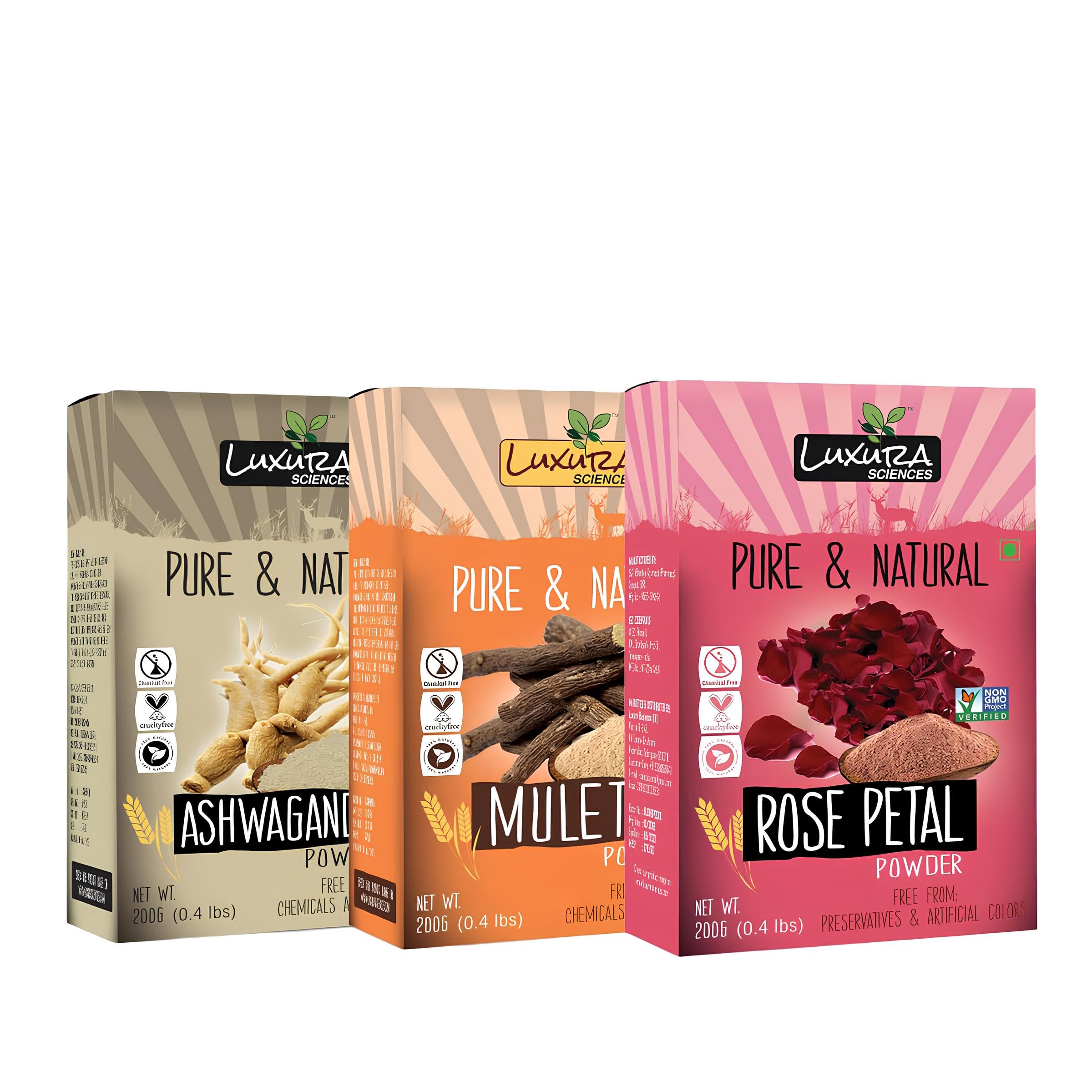 Luxura Sciences Face Mask (Ashwagandha + Mulethi + Rose, 200G)