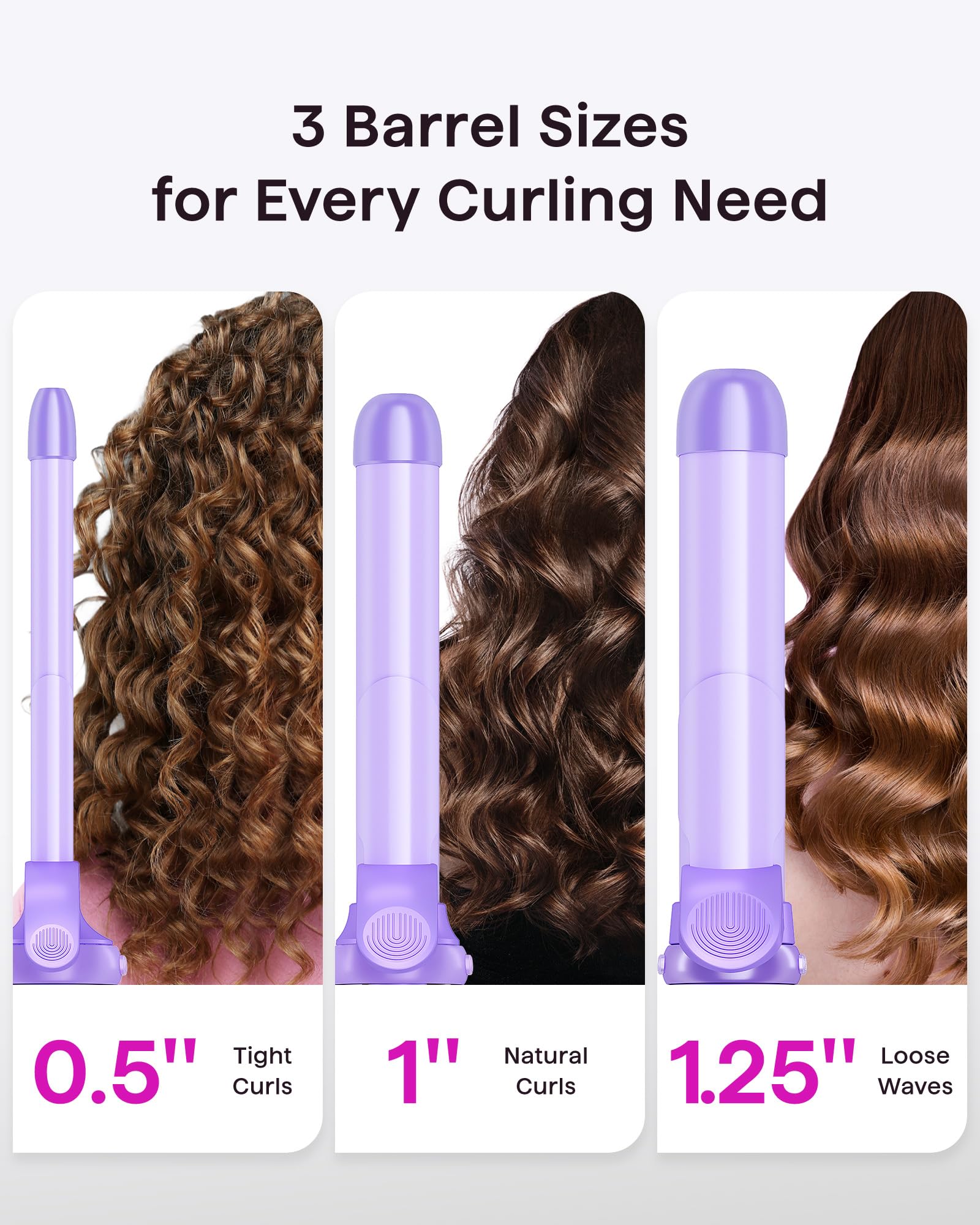 Wavytalk Rotating Curling Iron Set, Curlmaker Pro, Automatic Hair Curler with 3 Sizes Ceramic Barrel(0.5-1-1.25) for Tight & Spi