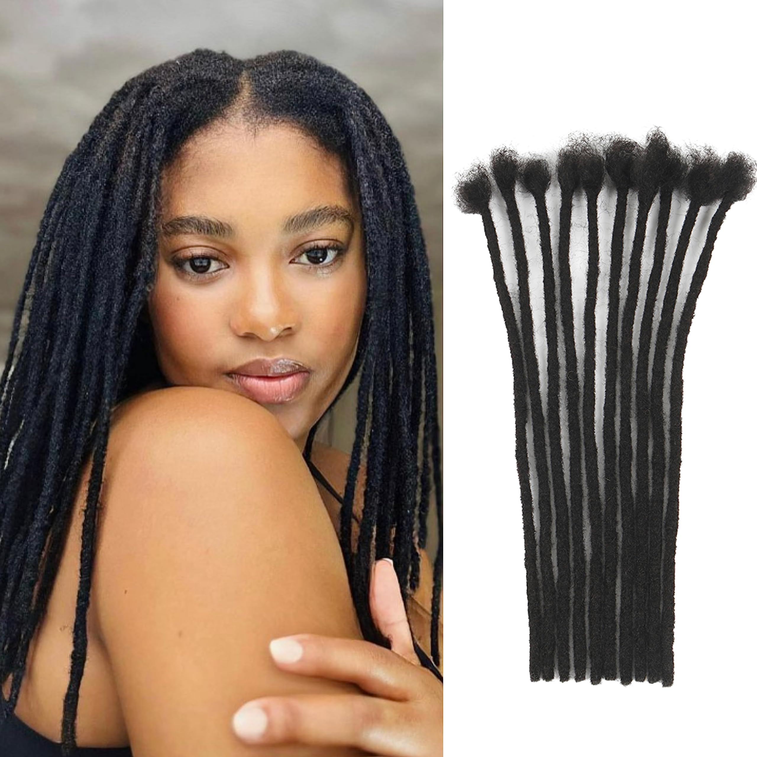 0.2cm 6inch 100 Strands 100% Real Human Hair Dreadlock Extensions For Men/Women Full Head Handmade Permanent Loc Extensions Bund