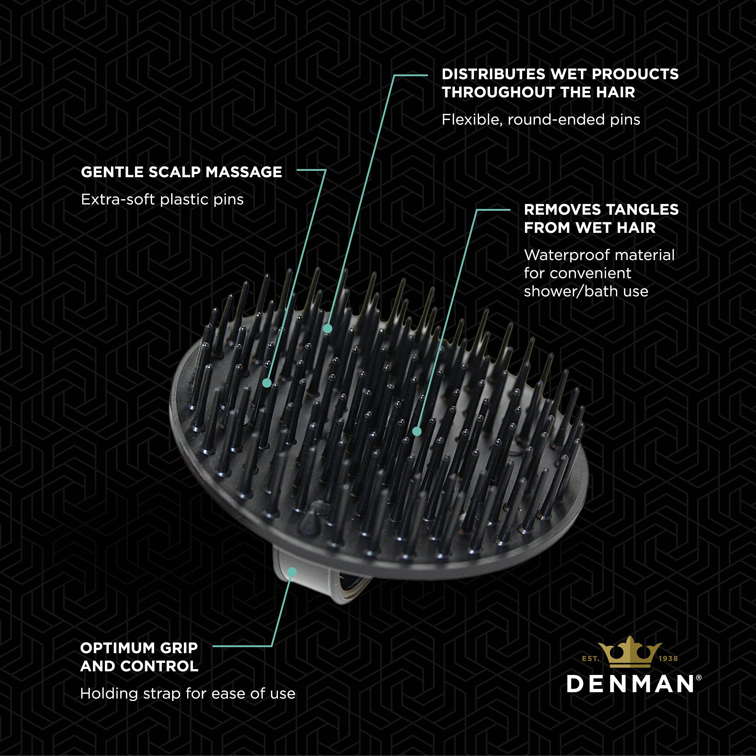 Denman (Purple) Scalp Massager And Detanglinxg Hair Brush For Thick Or Thin Hair, Curly Or Straight Hair - Use In The Shower Or