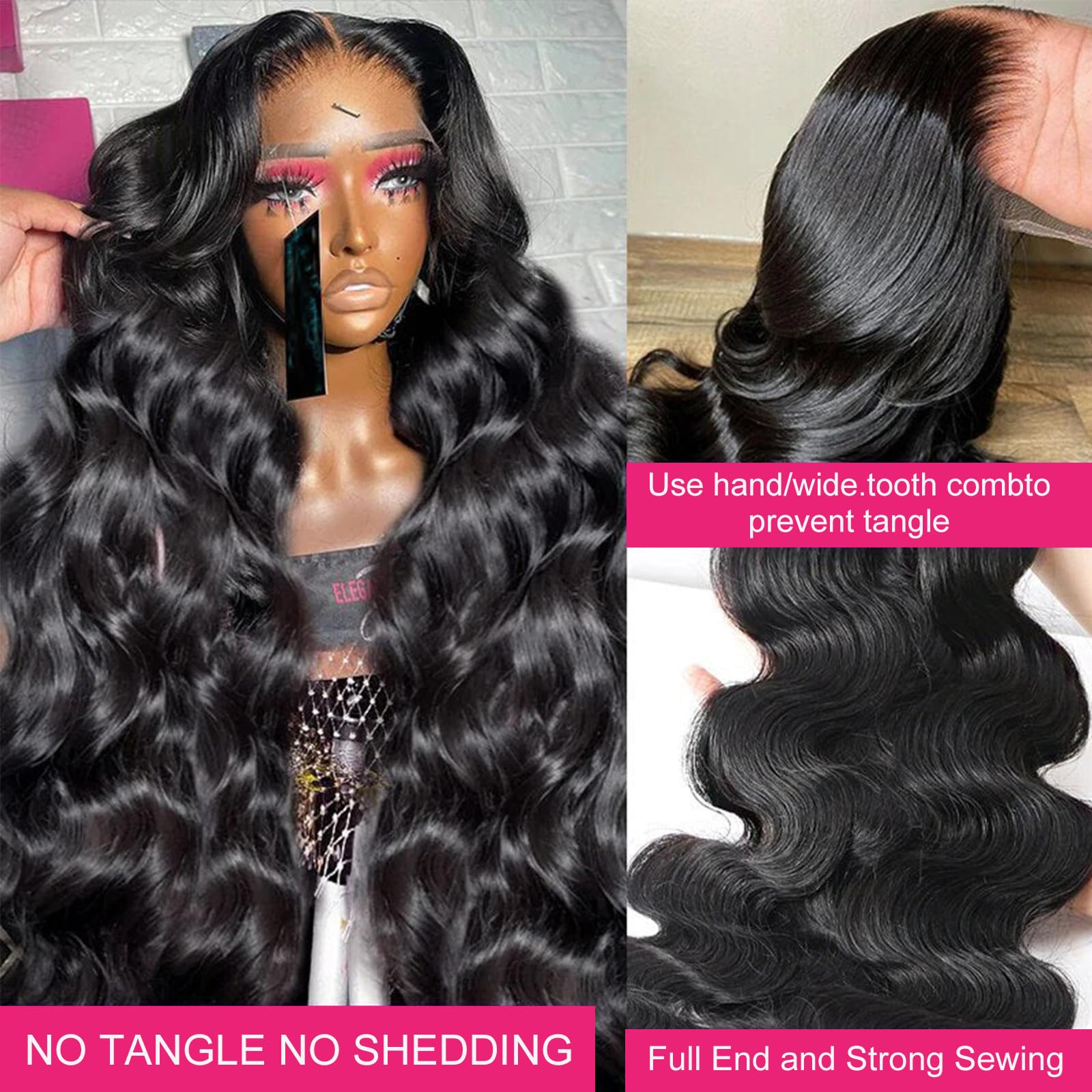 Lemoda 13X4 Full Lace Frontal Wig 180 Density Body Wave Lace Front Wigs Human Hair Transparent Lace Pre Plucked 12A Brazilian Vi
