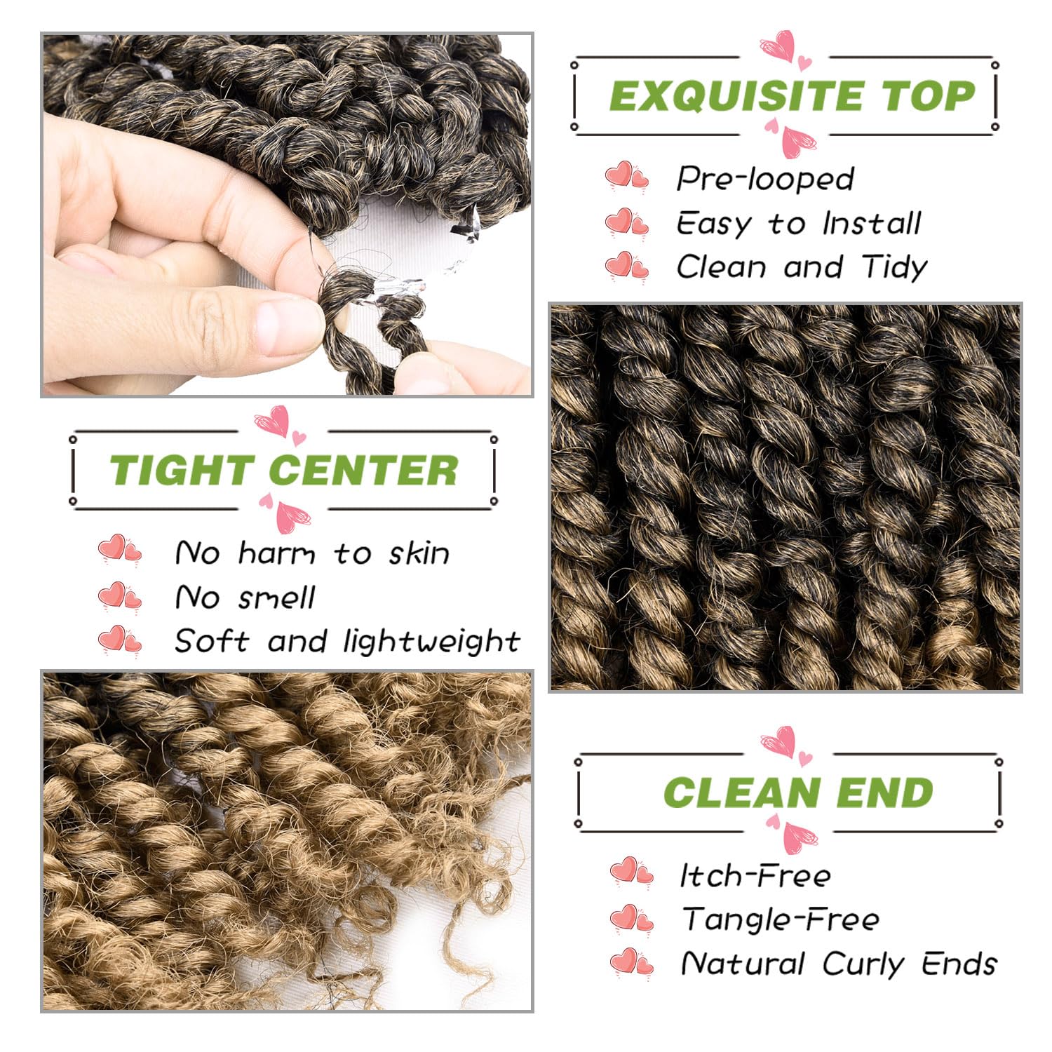 12 Inch Passion Twist Crochet Hair For Black Women 8 Packs Pre-Twisted Passion Twist Hair Crochet Braids Pre-Looped Bohemian Twi