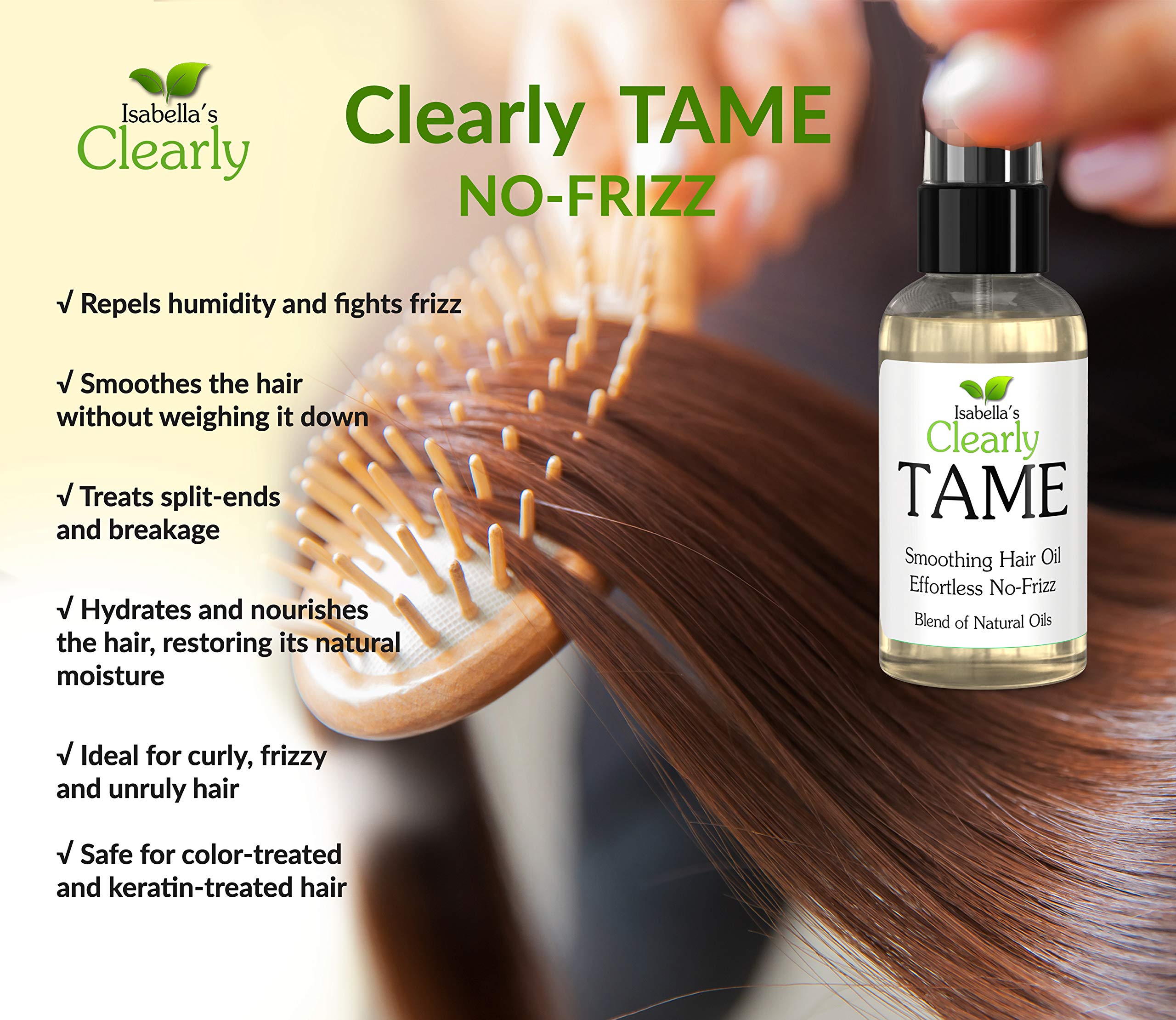 Clearly TAME Anti Frizz Smoothing Hair Oil Leave In Treatment | Sulfate Free Serum to Control Frizz, Add Shine for Curly, Frizzy