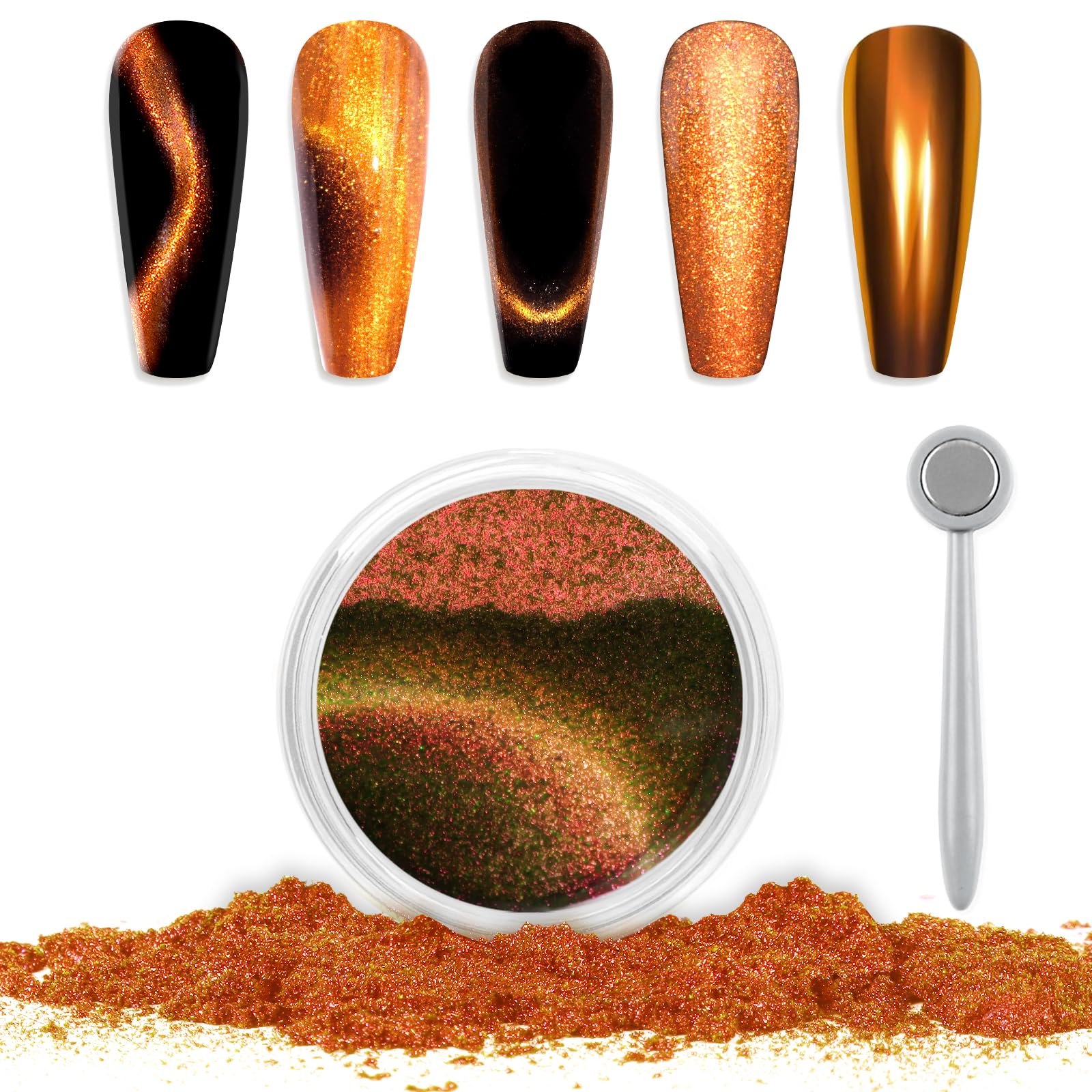 Laza Cat Eye Chrome Nail Powder Magnetic Powder 3D Cat Eye Effect Mirror Effect Pigment Dust Magic Galaxy Holographic Effect Gli