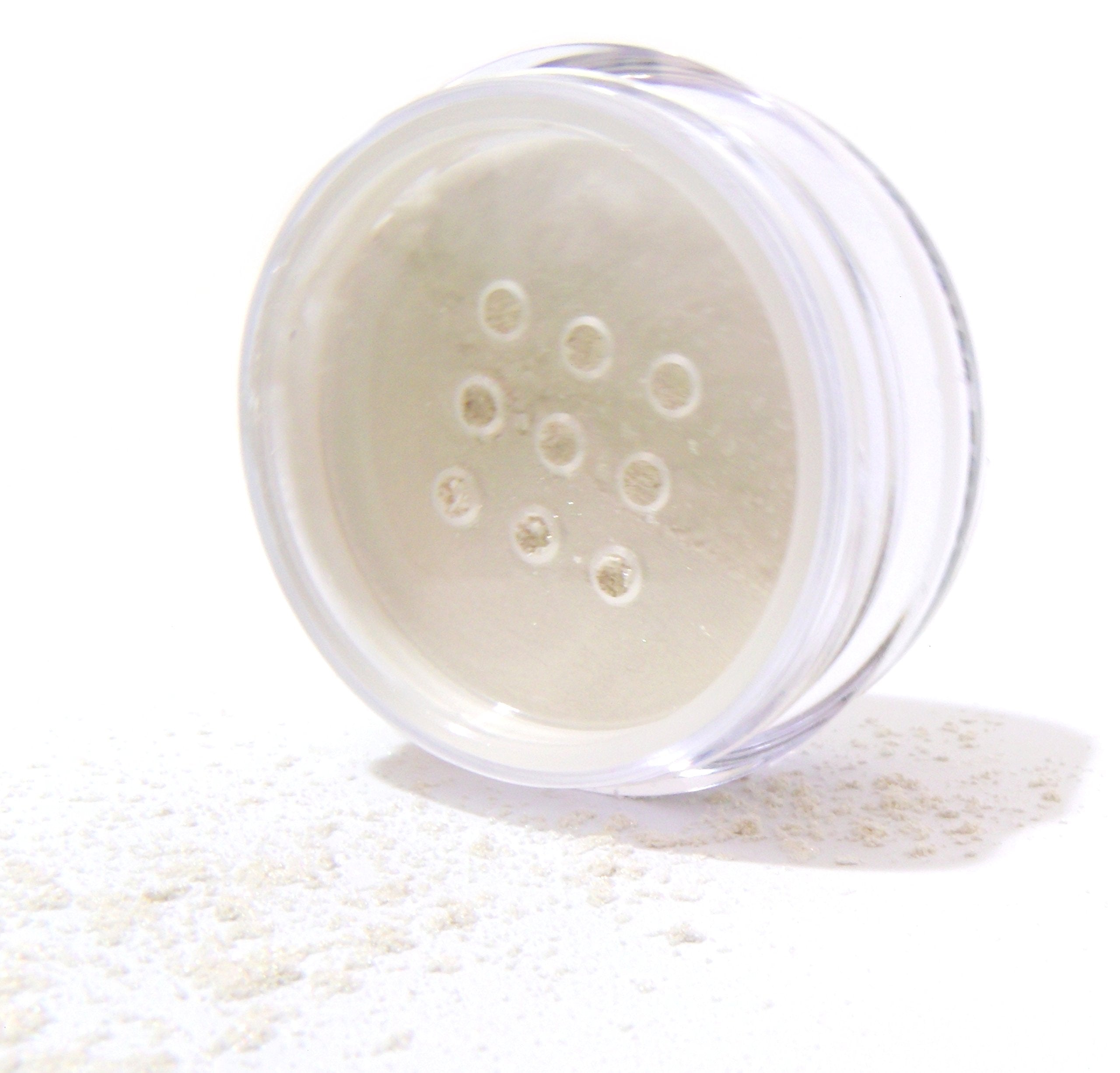 Pure Ziva White Gold Silver Glam Iridescent Shimmer Sheer Tone Loose Eyeshadow Powder Pigment, Single Glitter Mineral Dust Jar P