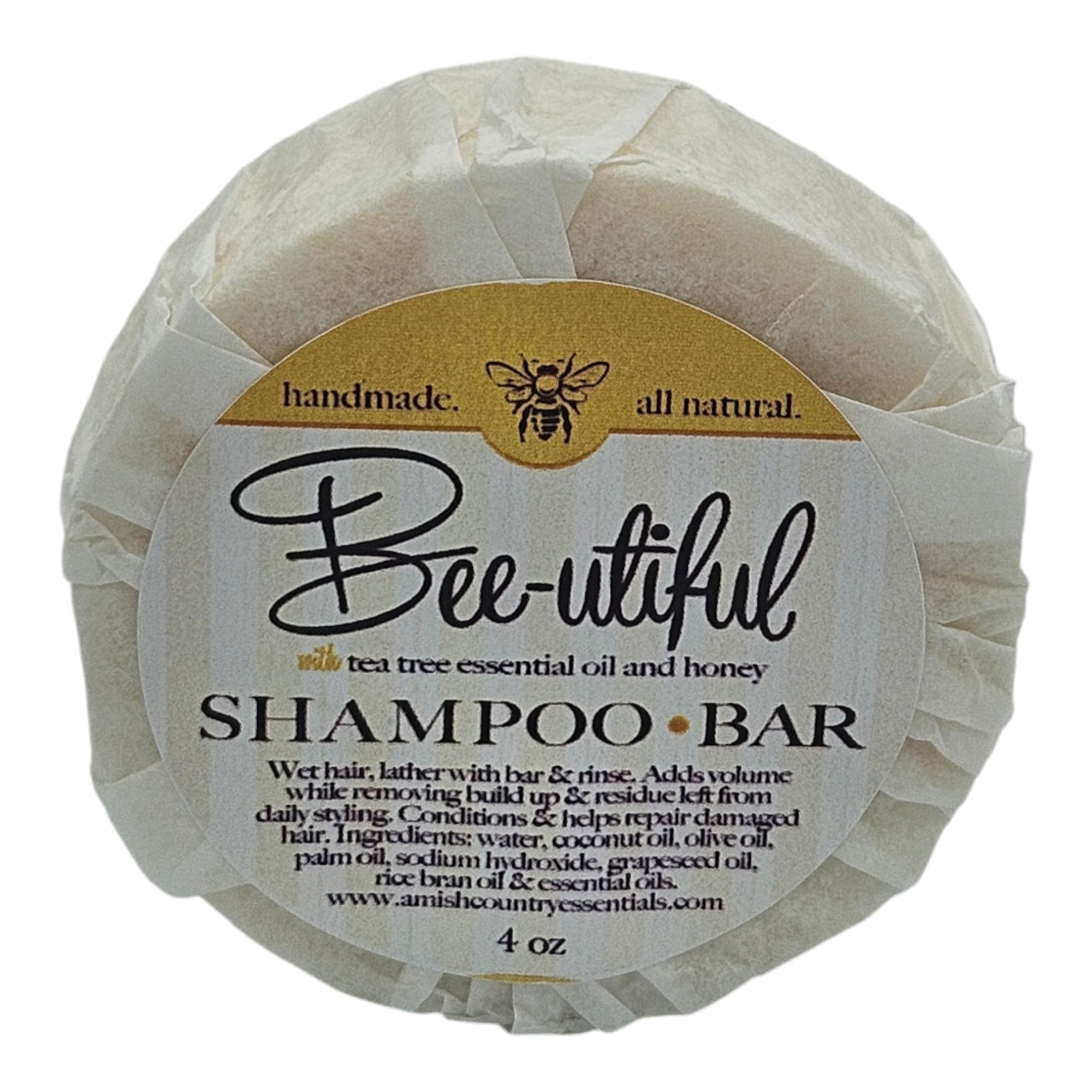 Amish Country Beeutiful Shampoo Bar  Nourishing Honey Tea Tree Hair Care, Eczema, Psoriasis, Itchy Scalp Relief