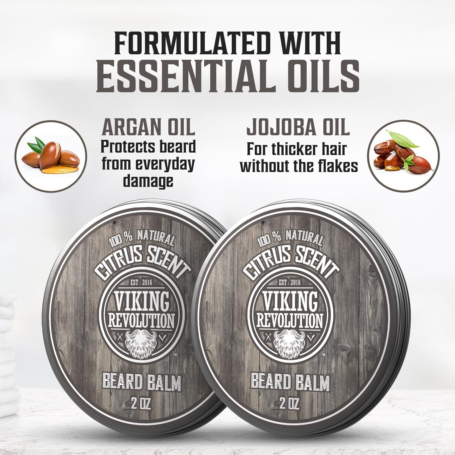 Viking Revolution Citrus Beard Balm - Beard Butter With Argan Oil, Beard Softener For Men With Jojoba Oil - Beard Moisturizer Fo