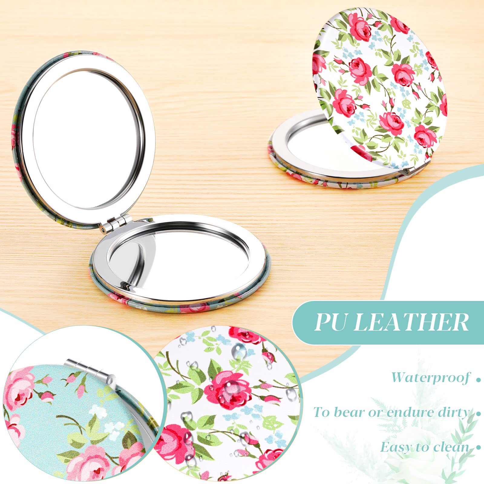 Vicenpal 6 Pieces Pocket Mirrors For Women Small Mini Compact Mirror For Purse Magnifying Travel Makeup Mirror Portable Folding
