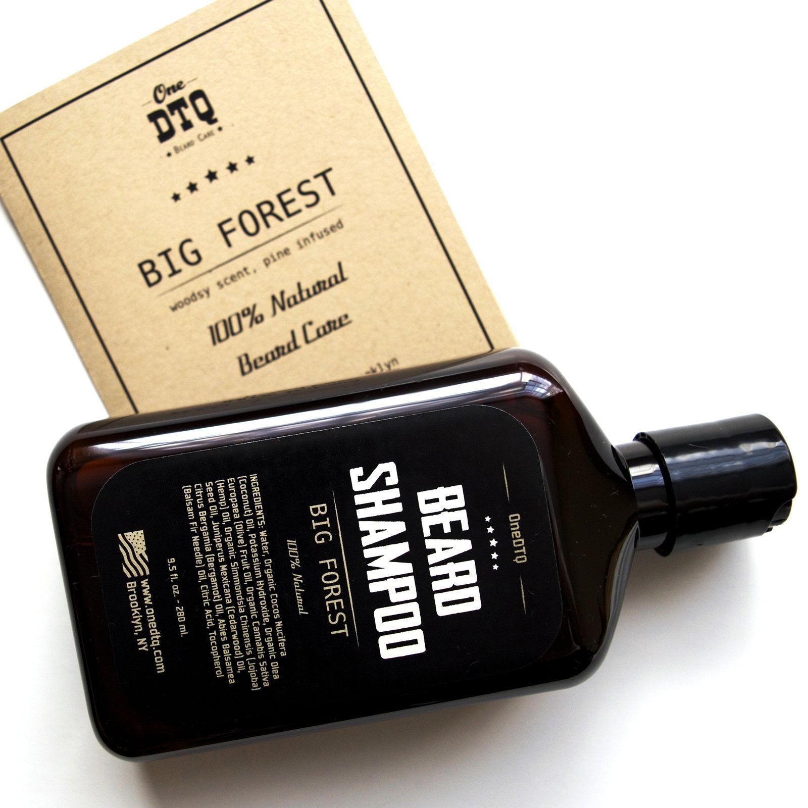 Big Forest Beard Growth Kit; Beard Shampoo & Beard Balm, All Natural And Organic Facial Hair Care; In A Mustache Stamped Linen P