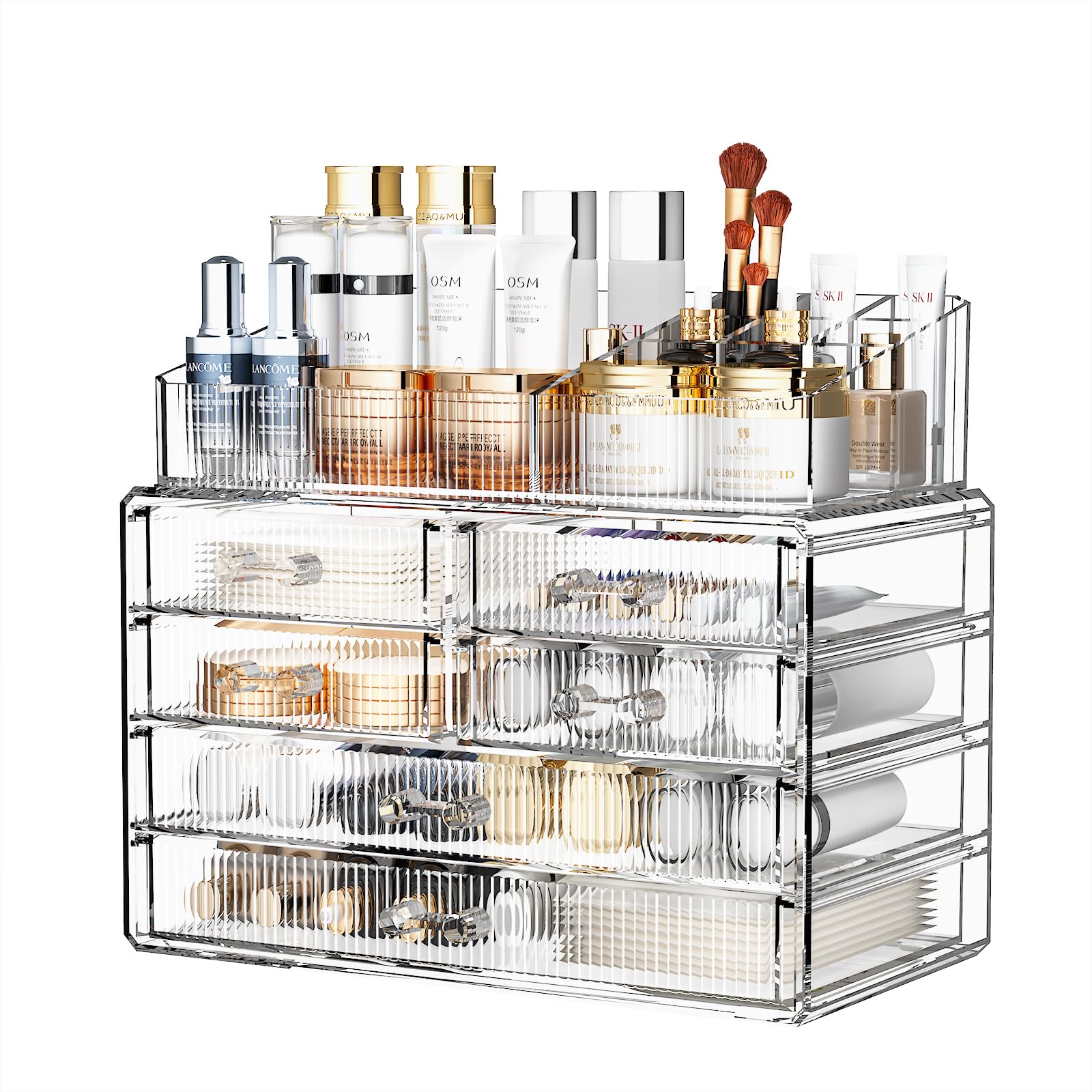 Zhiai Stackable Storage Drawers, Acrylic Bathroom Counter Organizer Clear Makeup Organizers For Vanity, Kitchen Cabinets, Bathro