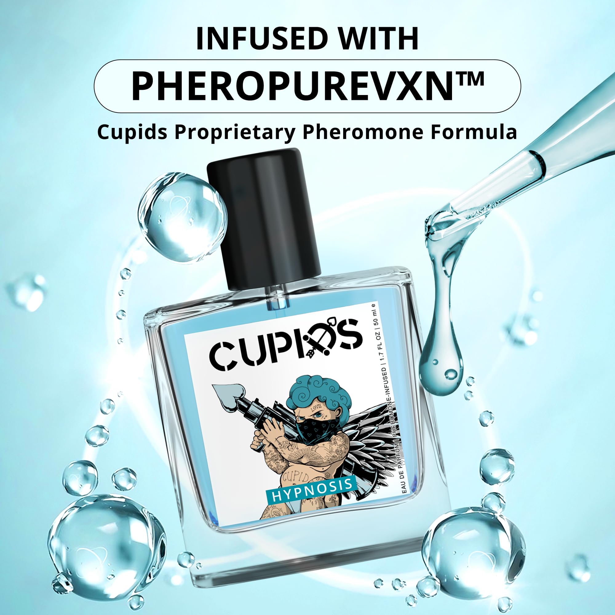 Cupids Original EDP Hypnosis Cologne for Men, Pheromone-Infused, 50ml Fragrance, 1.7 Fl Oz