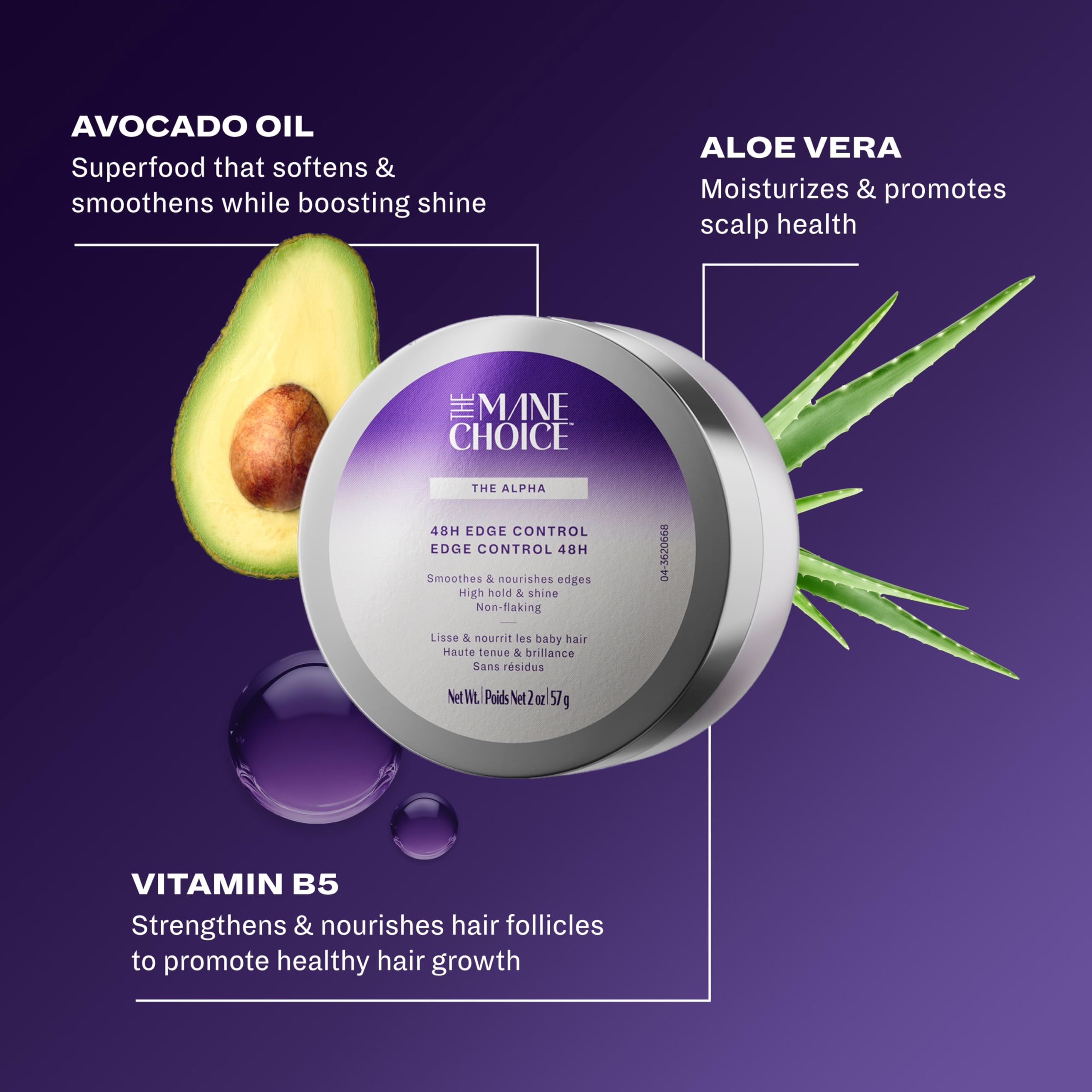 The Mane Choice The Alpha 48H Edge Control, 2 Oz, Smoothes & Nourishes Edges, Hair Gel for Coily, Wavy & Curly Hair, Infused wit