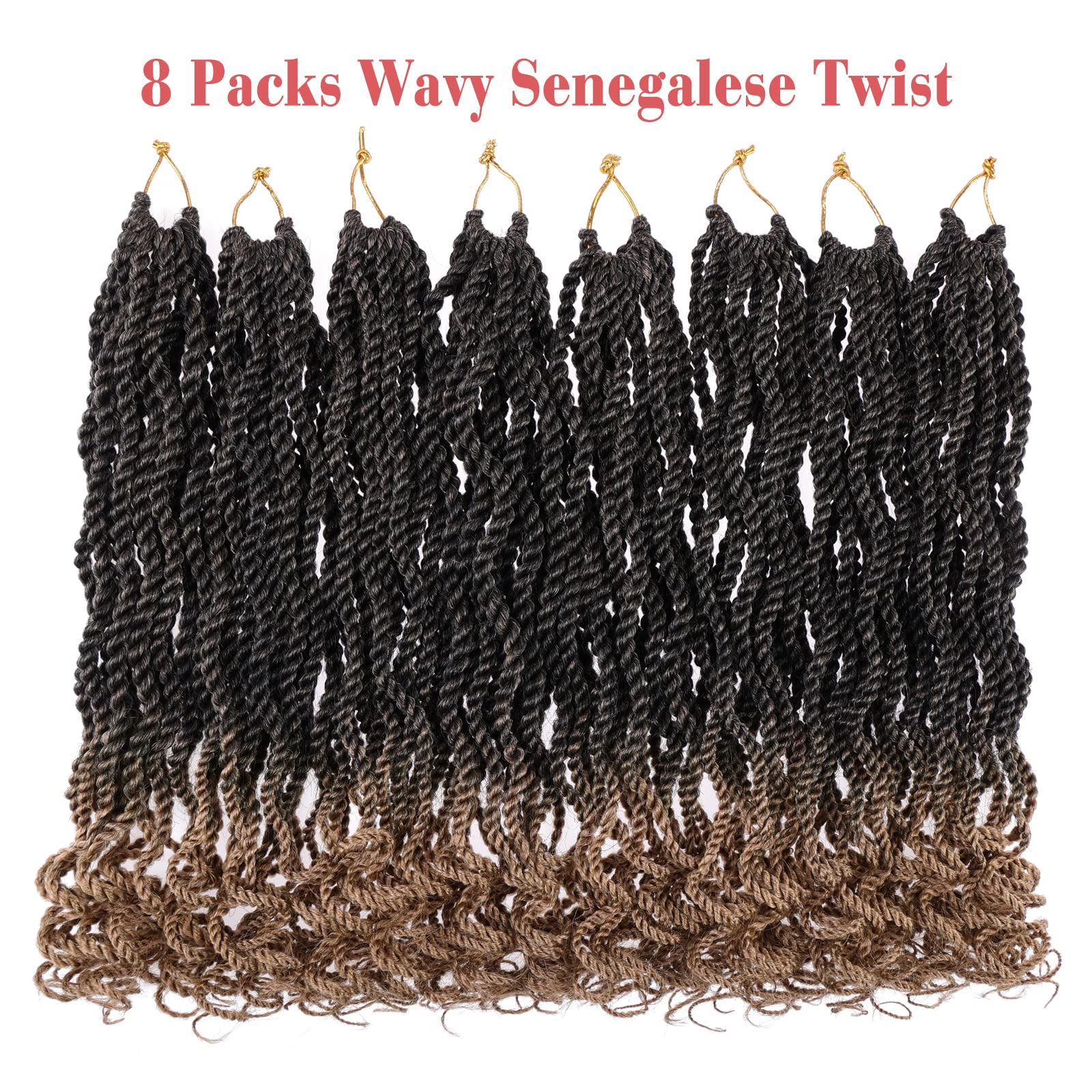 Leeven 12 Inch Senegalese Twist Crochet Hair 8 Packs Ombre Honey Blonde Short Wavy Crochet Twist Pre Looped Small Havana Twist W