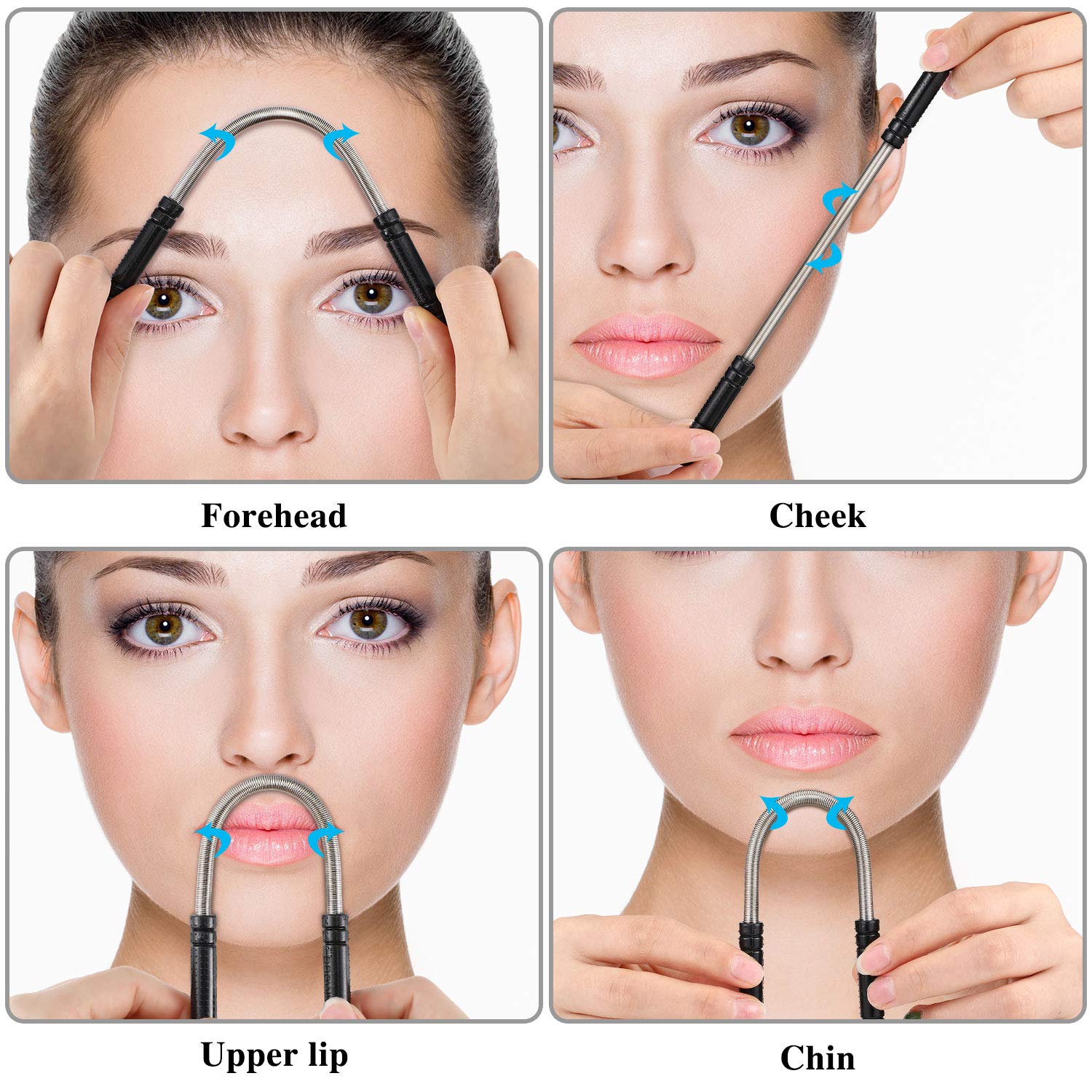 4 Pieces Facial Hair Remover Spring Eyebrow Face Epilator Coil Portable Hair Remover Spring Threading Tool For Women Chin Cheek