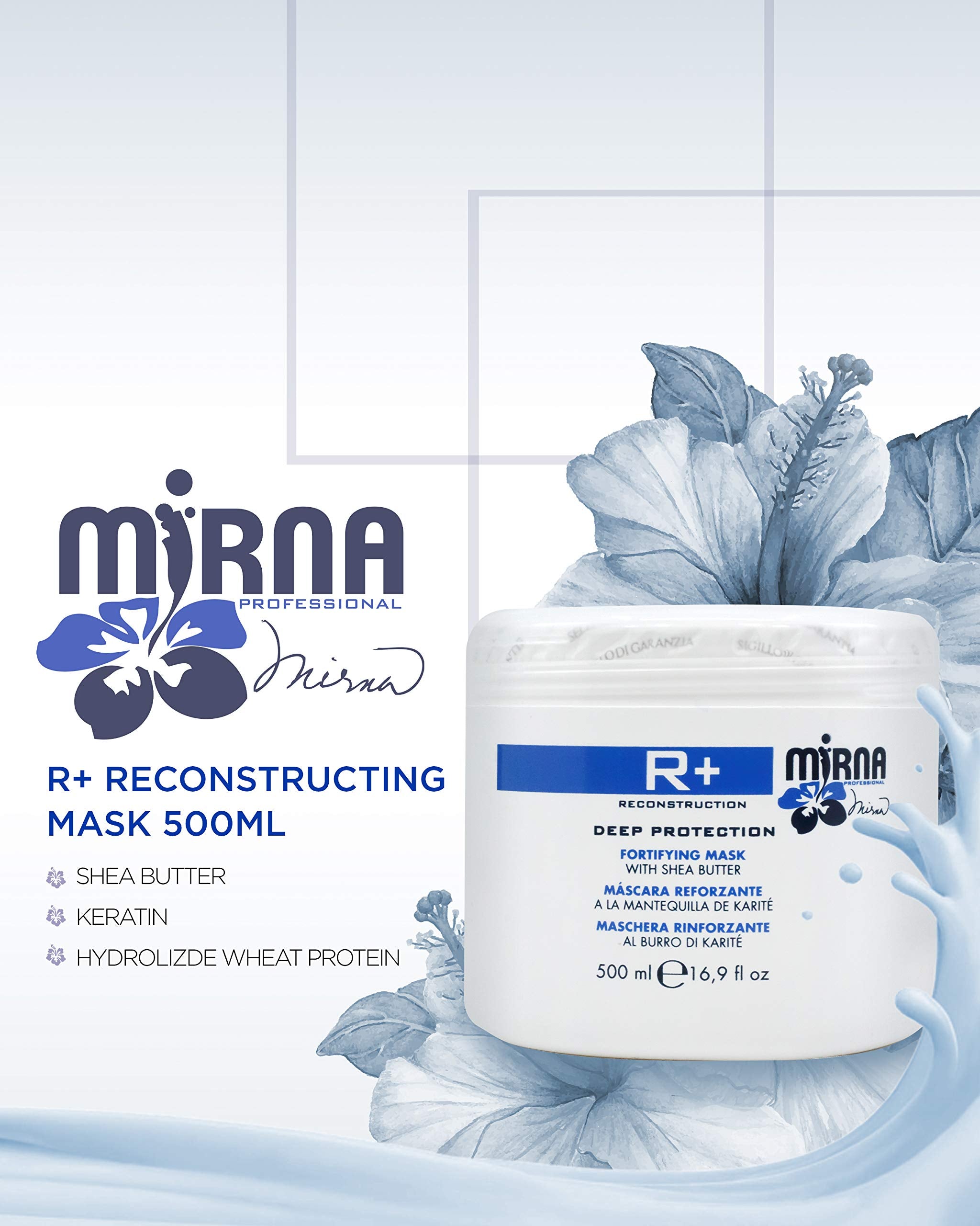 Mirna Professional R+ Reconstruction Mask For Deep Protection Hydration and Fortifying Made w/ Shea Butter 500ml / 16.9oz