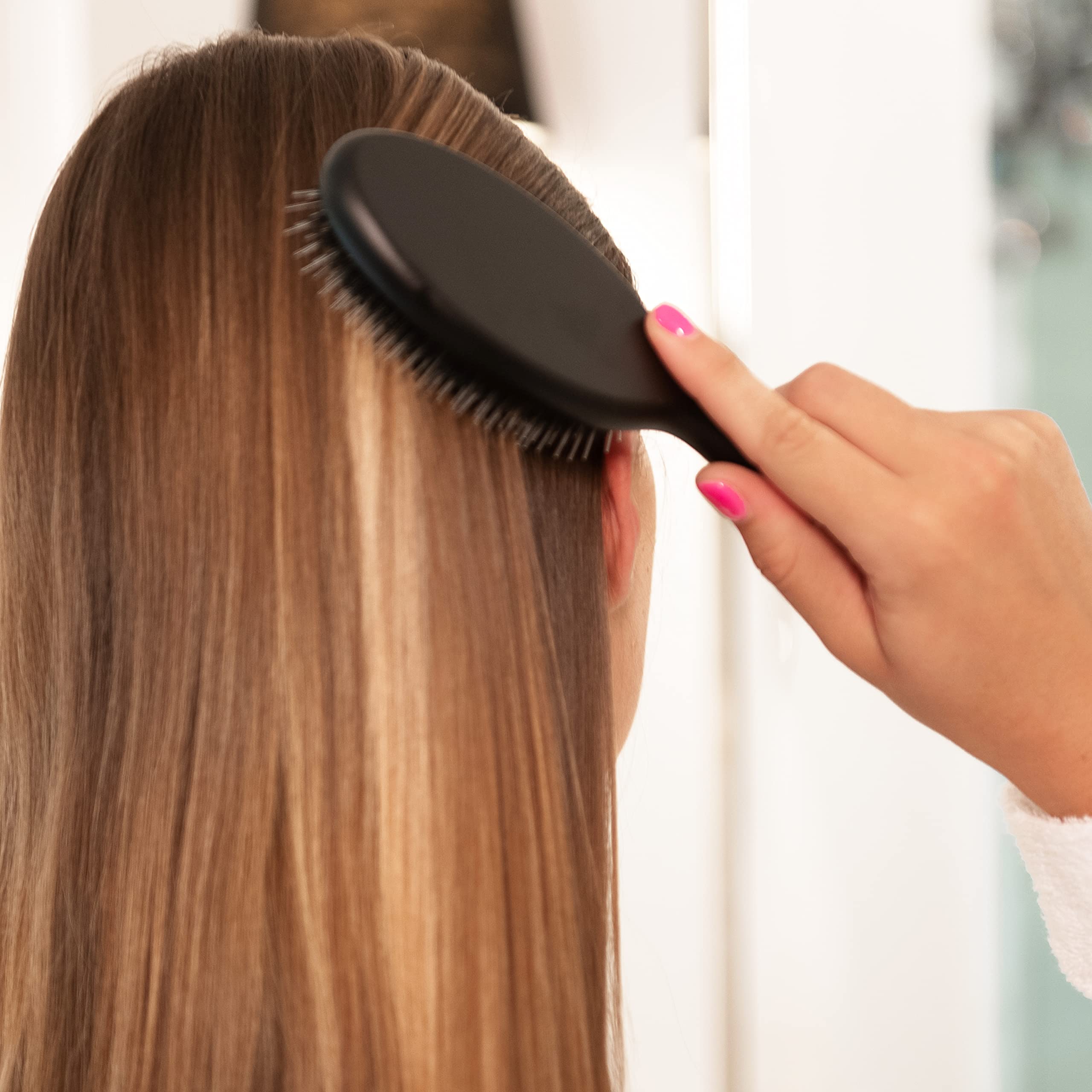 SHASH Nylon Boar Bristle Brush - Hand Made in Germany, Small, Black - Detangles, Softens, Improves Hair Texture, No Pulling or Split Ends