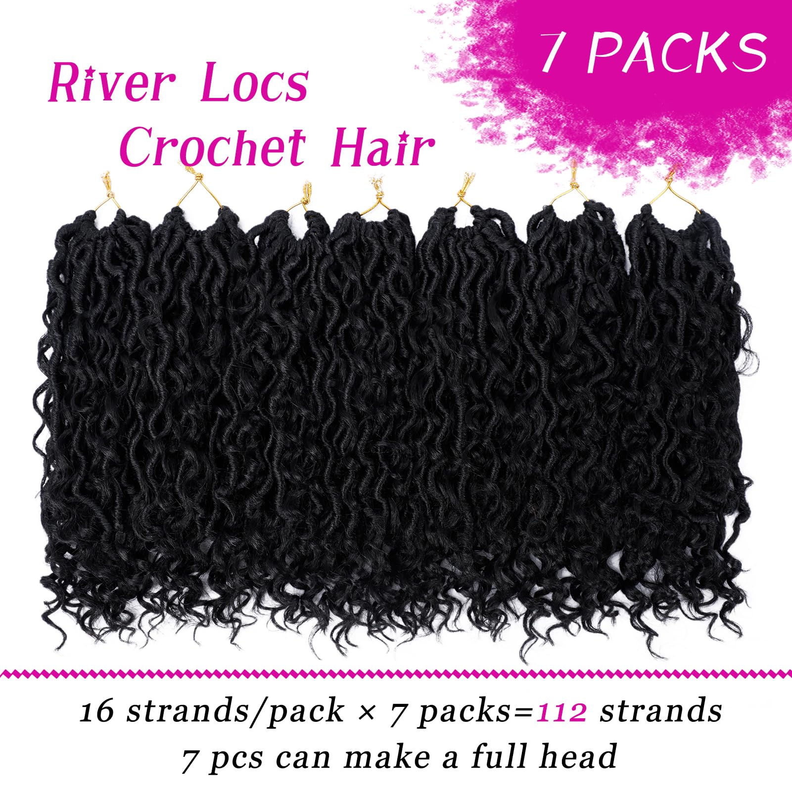 Goddess Locs Crochet Hair 12 Inch 7 Packs Boho Faux Locs Crochet Hair for Black Women Pre Looped Crochet Locs with Curly Ends (#