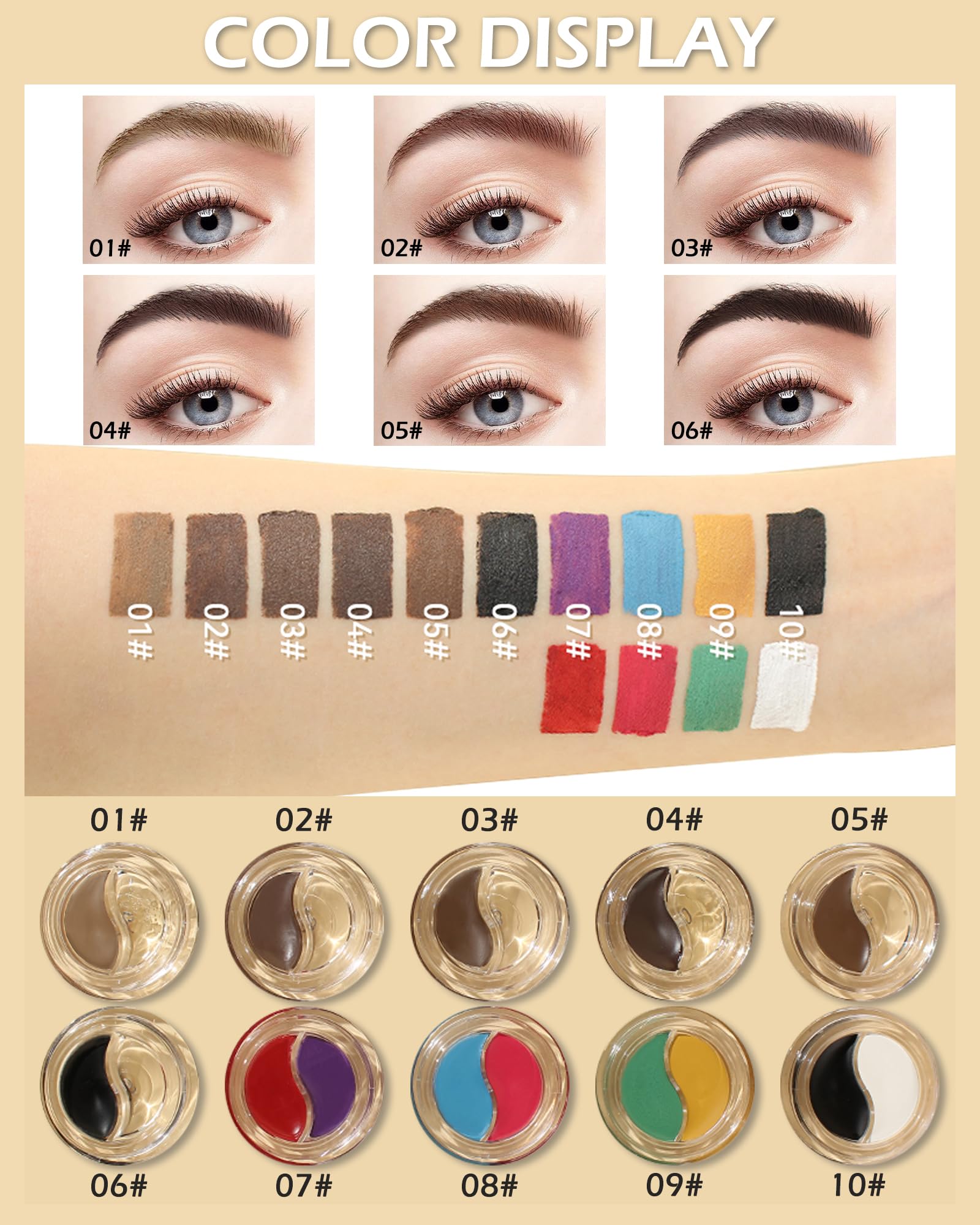 Eyebrow Pomade Brow Gel,2-In-1 dark Brown &Clear Eyebrow Color Wax with Brushes,Long-Lasting Waterproof High Pigment Cream Brow