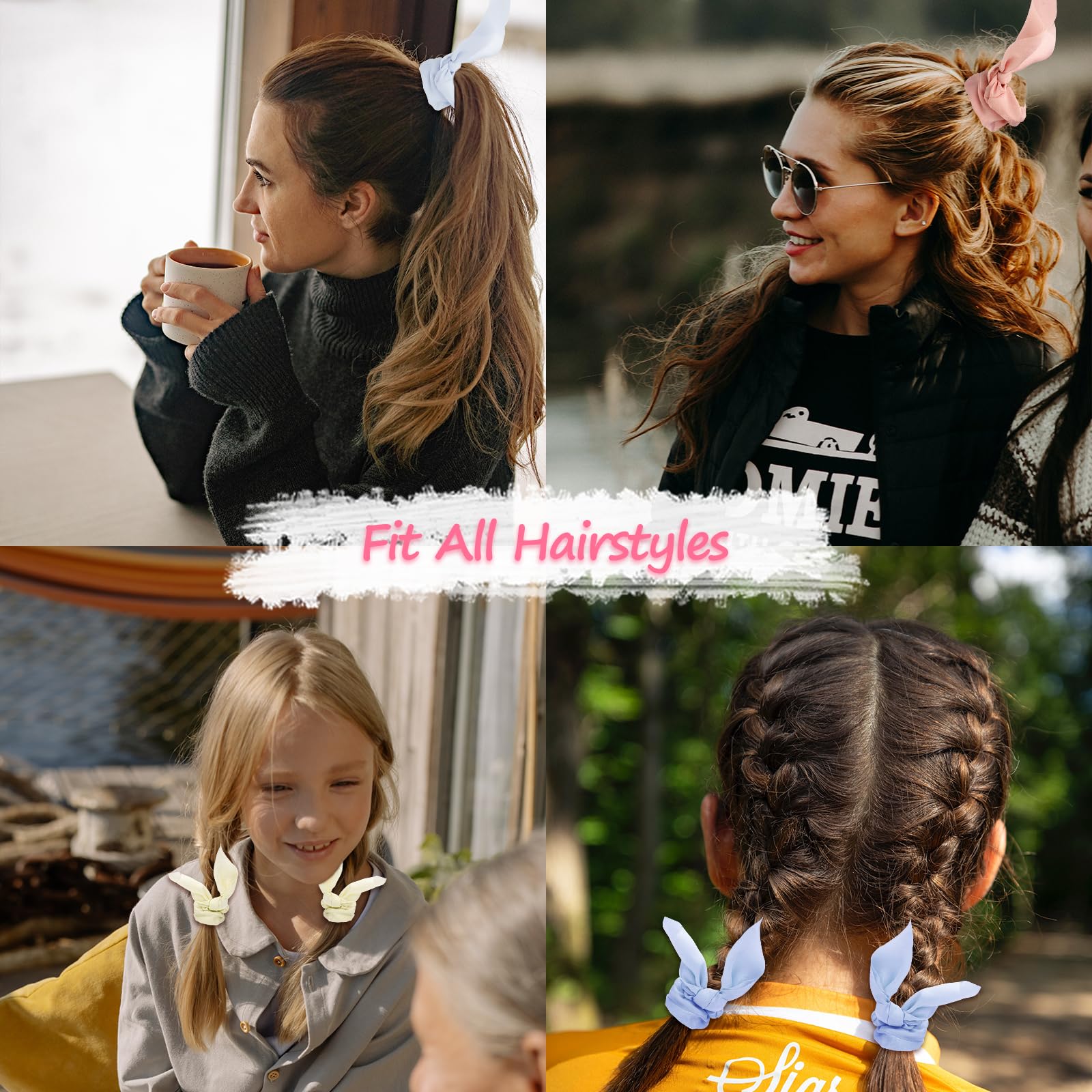 Ondder Hair Scrunchies: Cute Ribbon Bow Elastic Hair Bands & Ponytail Holders For Women And Girls