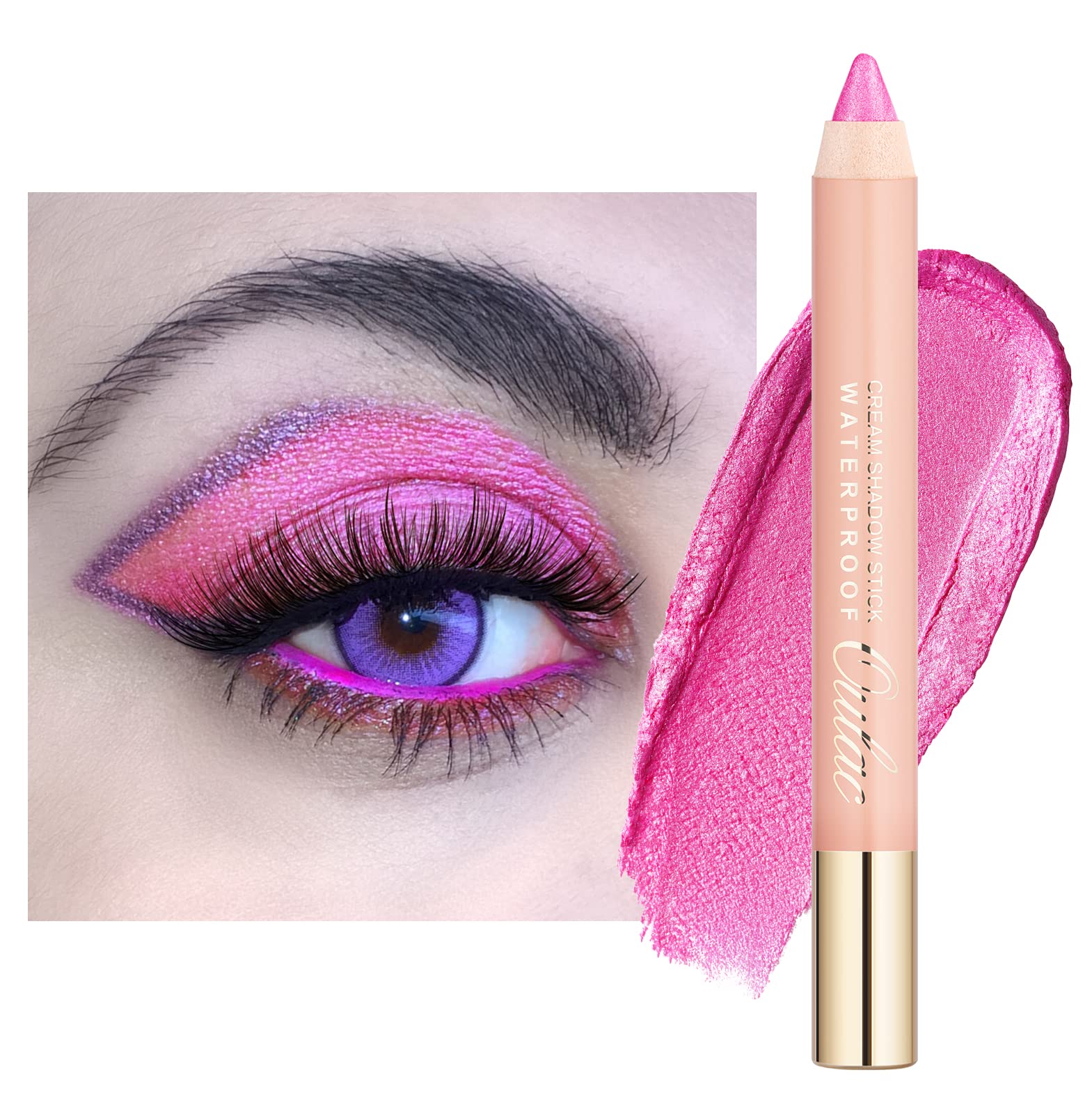 Oulac Waterproof Pink Eyeshadow Pencil For Long-Lasting Eye Looks - Easy To Apply, Blendable And Smudge-Proof, Vegan & Cruelty-F