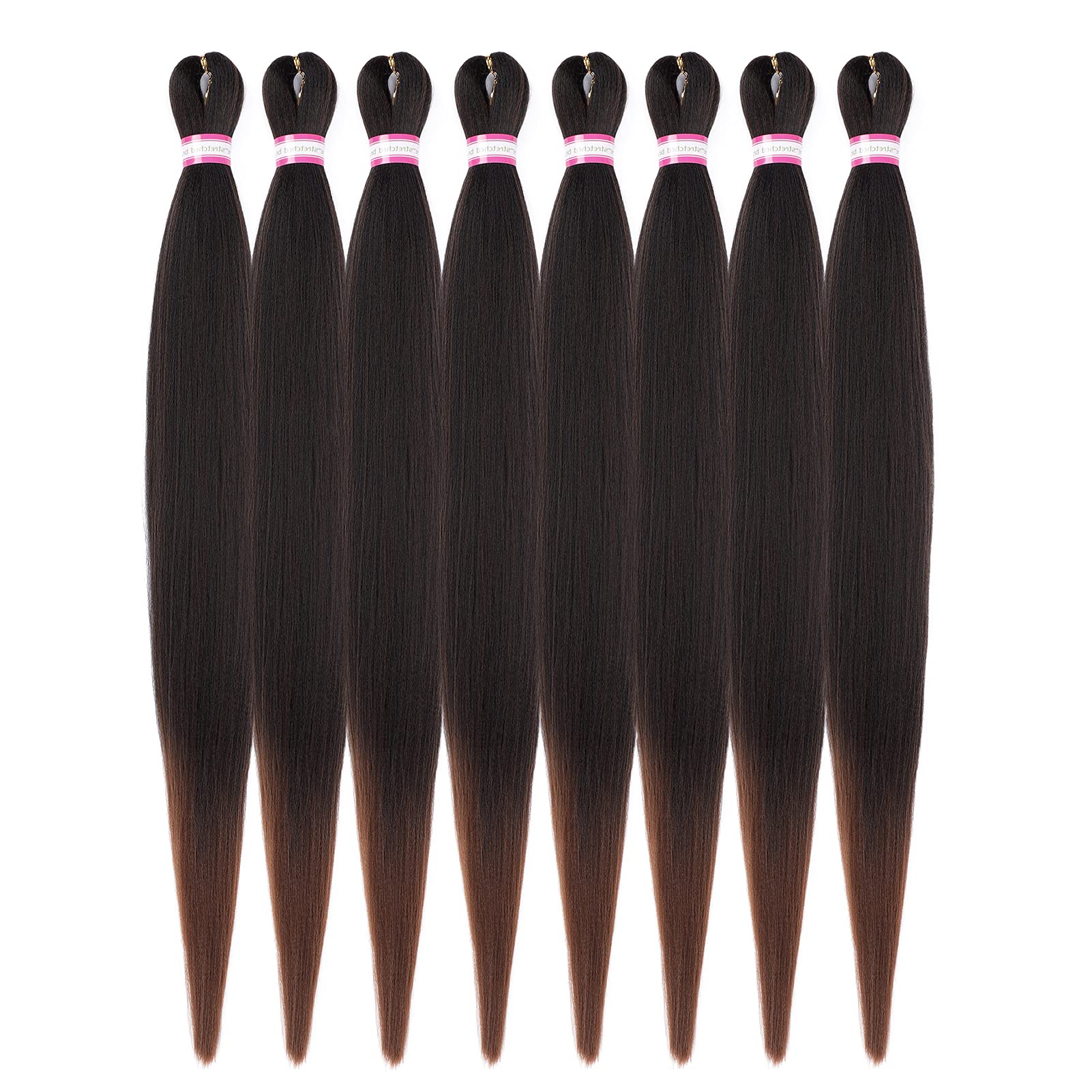 Pre Stretched Braiding Hair 8 Packs 36 Inch Natural Black To Brown Color Long Pre-Stretched Hair For Braiding Twist Braids Itch