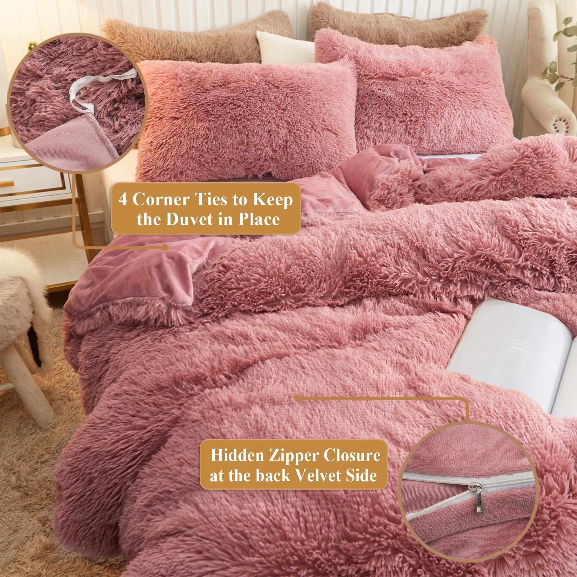 Xege Plush Shaggy Duvet cover, Luxury Ultra Soft crystal Velvet Fuzzy Bedding 1Pc, Fluffy Furry comforter cover for Bedroom Home