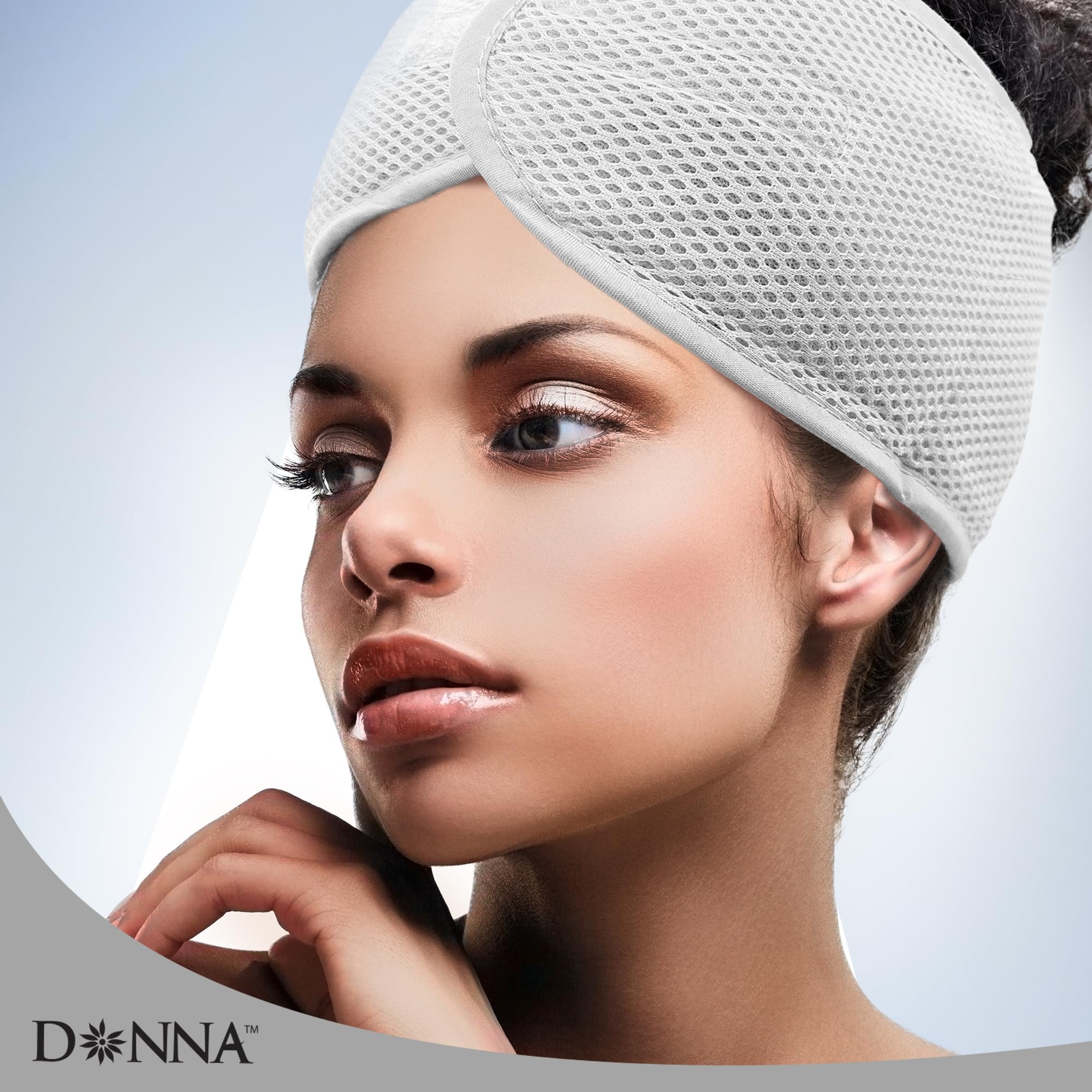 DONNA Deluxe Foam Mesh Wrap Headband, Brown, 1 Count (Pack of 1), for Women's Hair for Face Wash for Makeup Hair Accessories